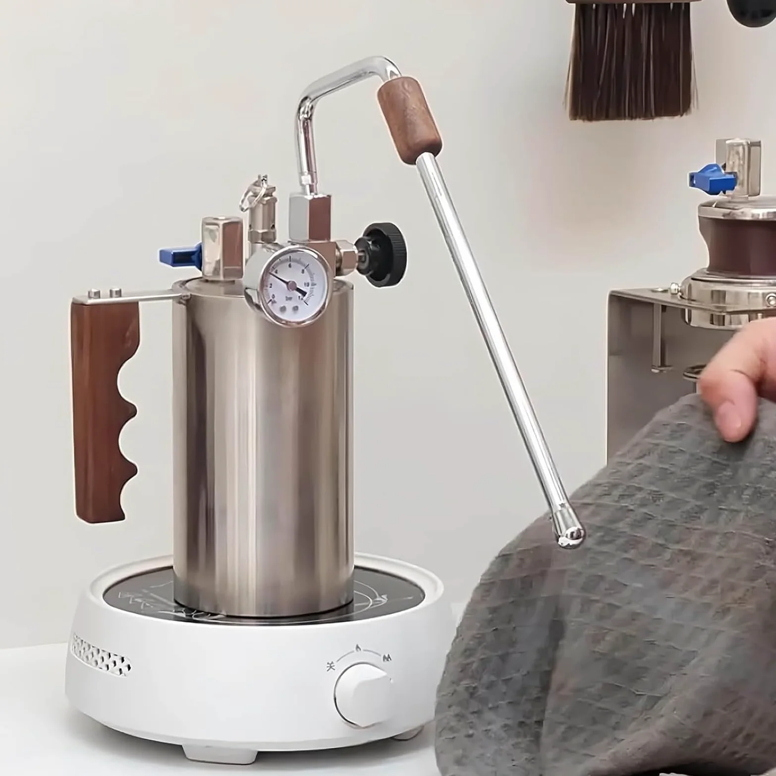Espumador de leche de café, máquina eléctrica de espuma de 100 a 500 ml, boquilla de 3 agujeros máximo de 4 bares, espuma calentable para latte, capuchino, chocolate caliente