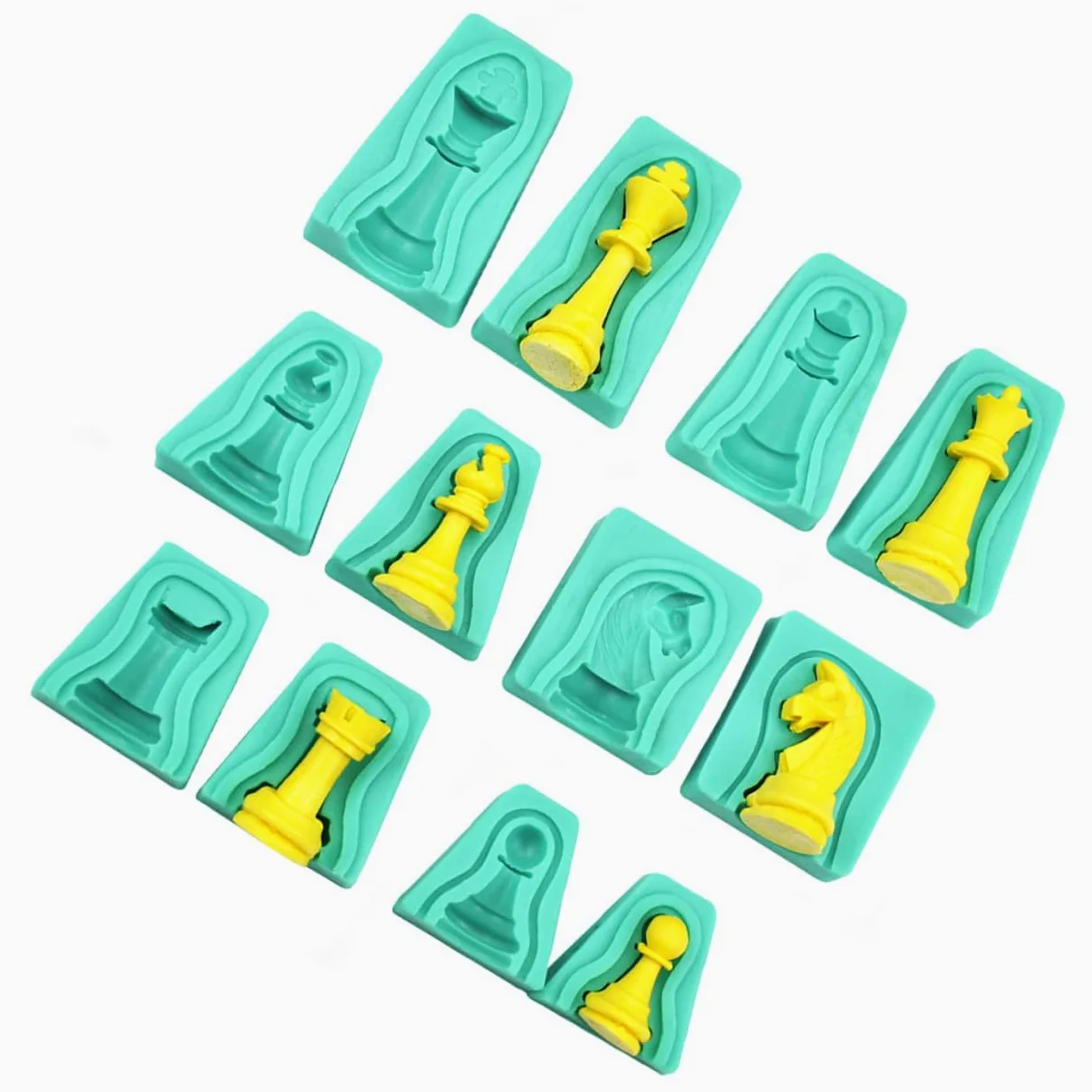 Molde para Pasteles Ajedrez 3d de Silicona Segura, Antiadherente, 12 Piezas, para Fondant y Chocolate, Adecuado para Repostería Creativa y Eventos Obsequios
