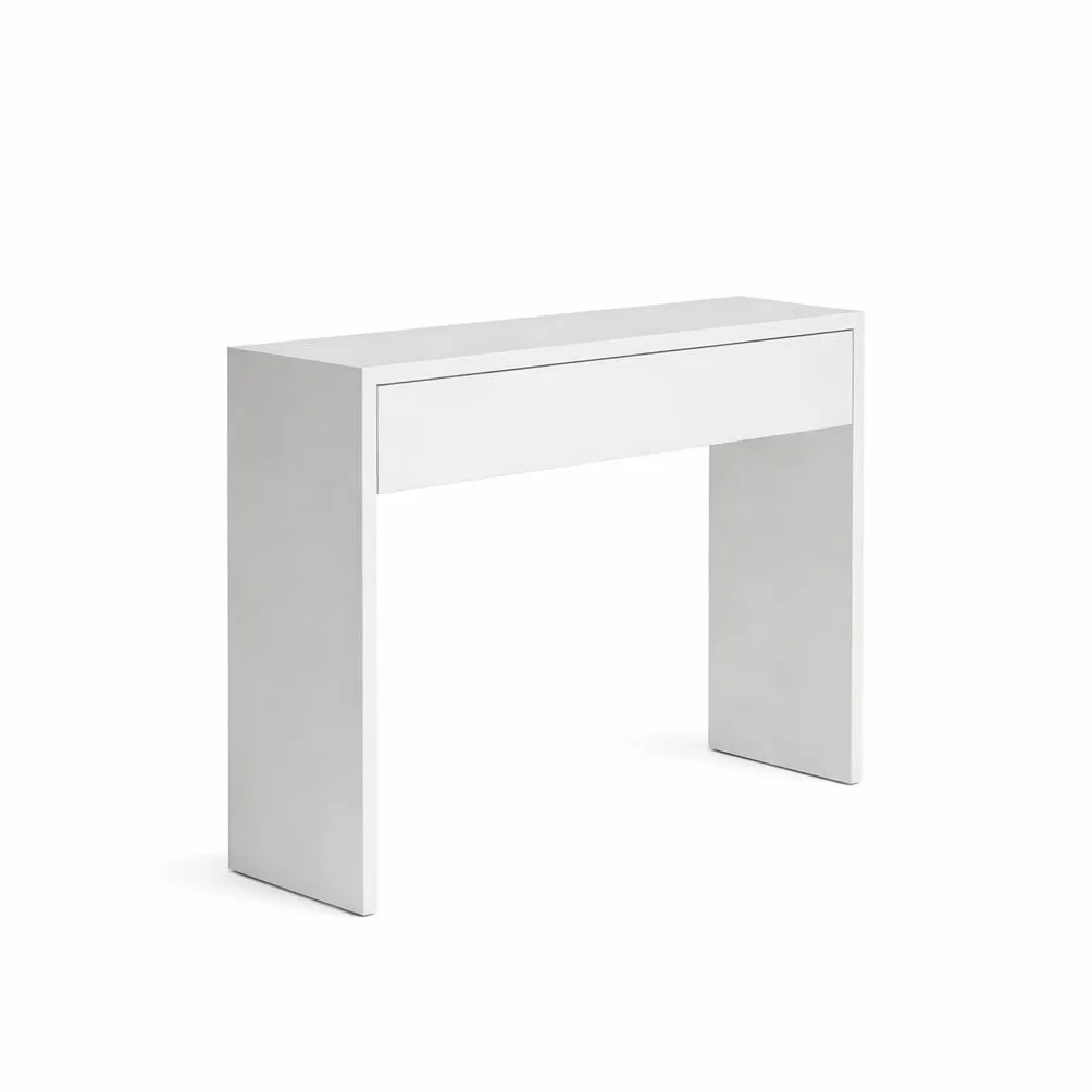 Recibidor con cajón, Mueble de Entrada, Modelo Milo, Acabado en Blanco, Consola de Entrada