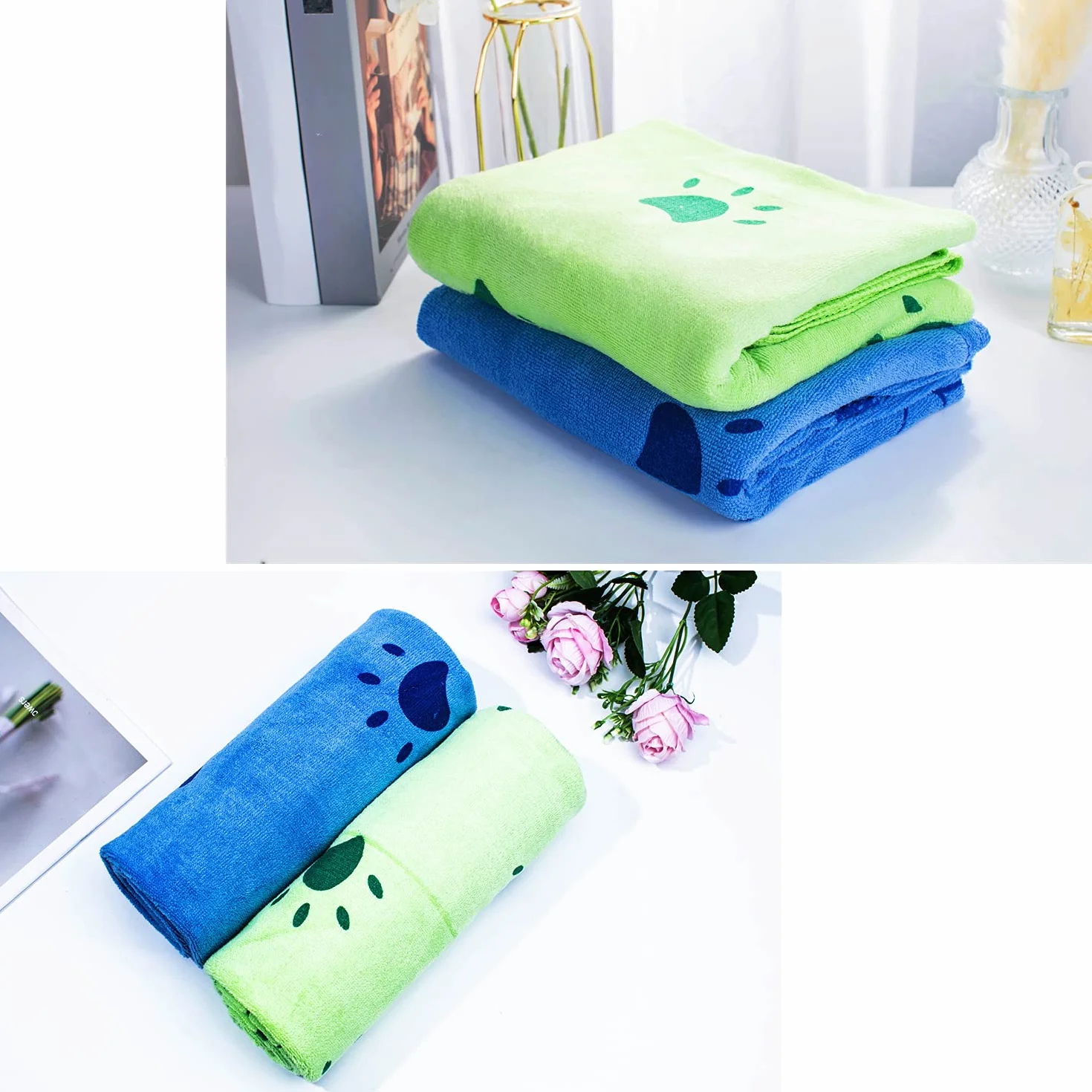 2 Piezas Toallas Baño Perros Toallas de Baño para Perros Toallas de Microfibra para Secar Perros Toallas de Playa Toallas Ultra Absorbentes para Perros Pequeños Medianos