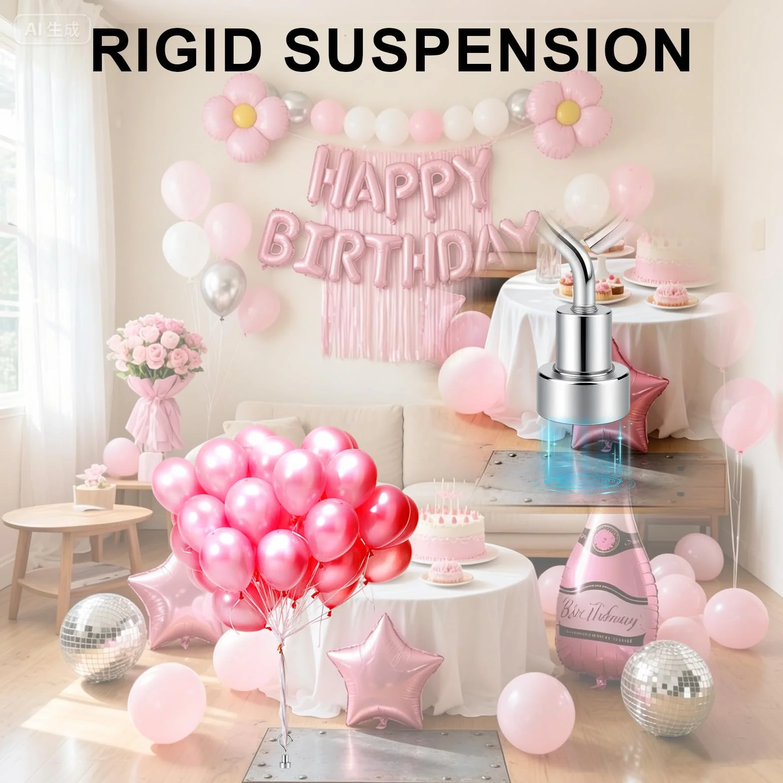 Pesas para Globos de Helio Reutilizable, Magnéticas Plateadas para Fiestas, Bodas, Cumpleaños