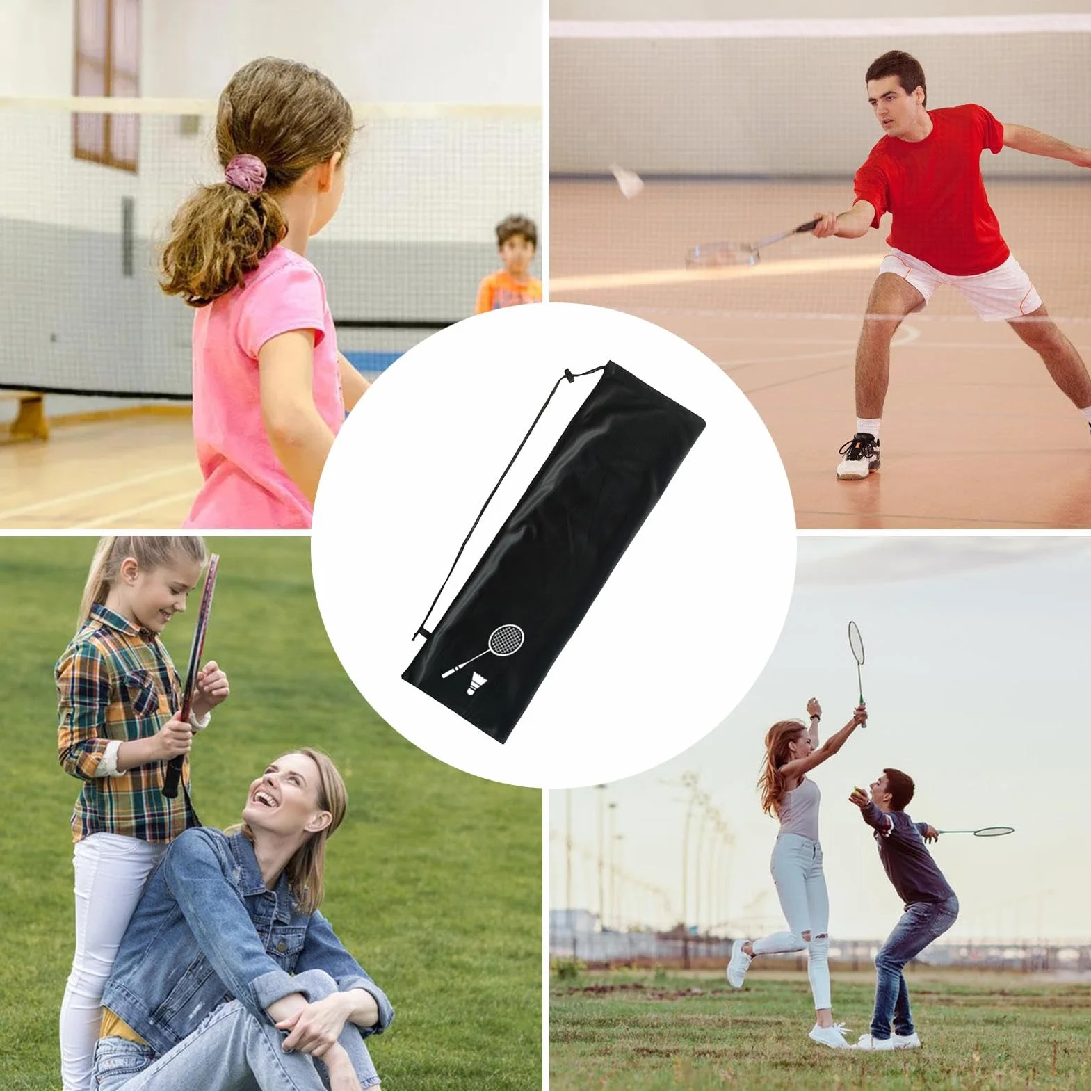 Funda para raqueta de bádminton, bolsa reutilizable de transporte de un hombro