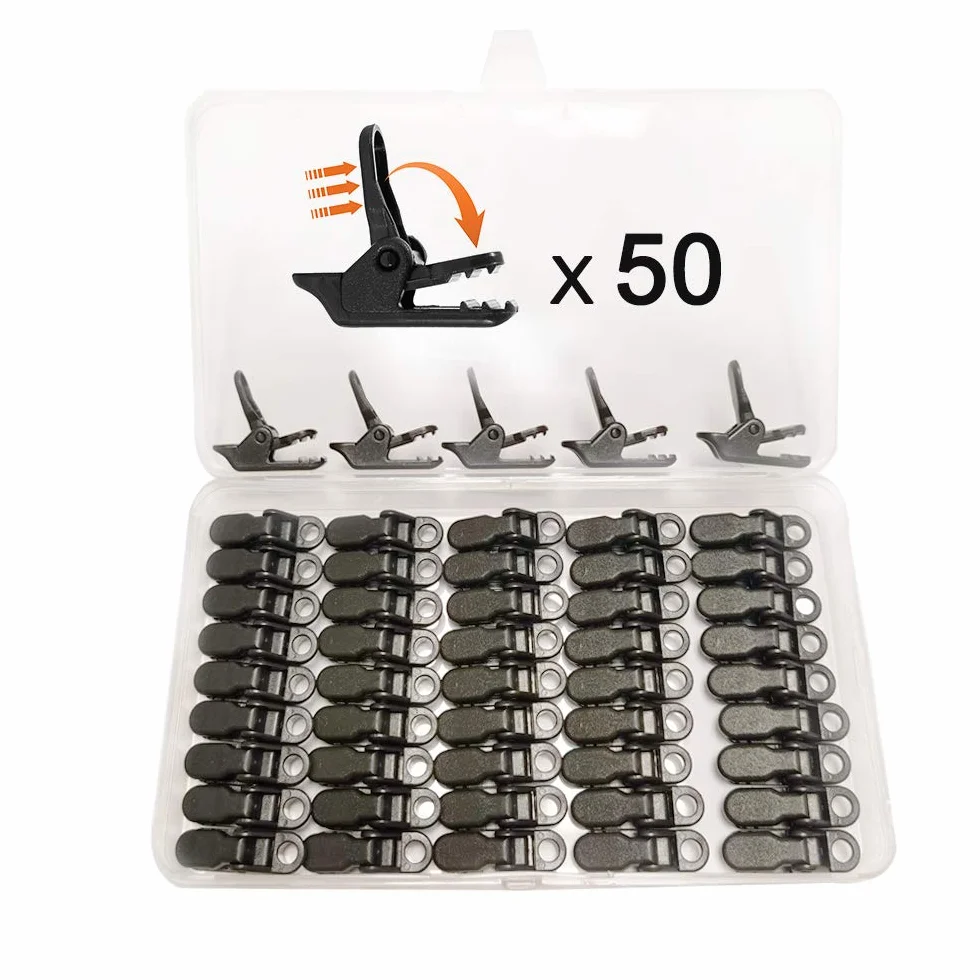YIXISI 50Pcs Abrazaderas Pinza de Cocodrilo Plástico para Tienda de Campaña