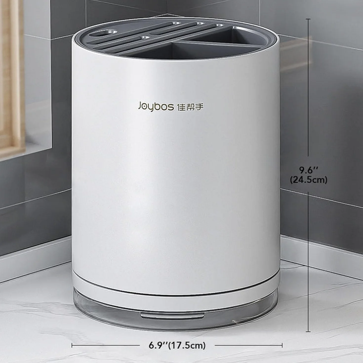 JOYBOS - Organizador de cuchillos redondo con ranura universal para cocina blanco