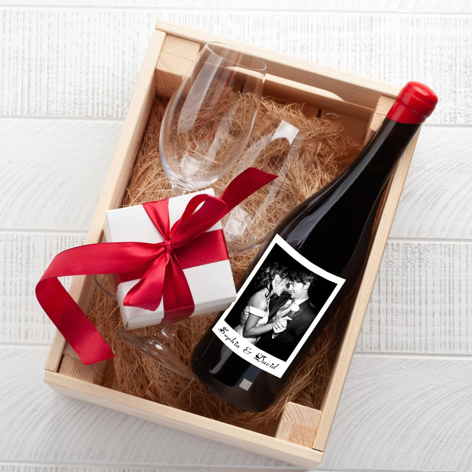 Etiqueta personalizada para botella de vino, etiqueta de vinilo personalizada para botella de vino, para compromiso, cumpleaños, graduación, boda, 5.25 x 3.75 pulgadas, juego de 4