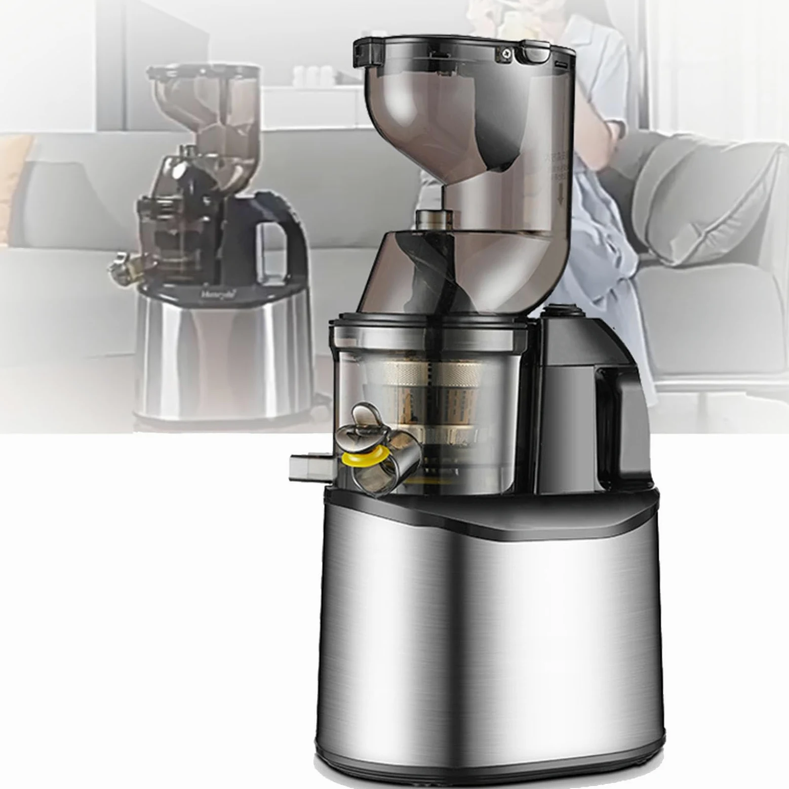 Extractor de Zumos y Verduras Automático para masticar frutas enteras | 350W,Extractor de Zumos y Verduras 180MM Apertura Sorbete, Helado, Boca de Alimentación Ancha