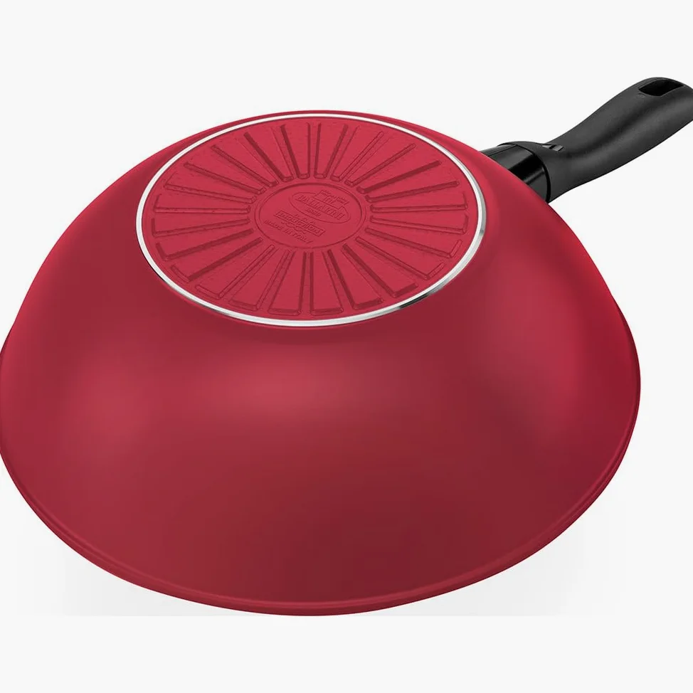 BALLARINI Caprera - Wok (28 cm, aluminio, inducción, cerámica antiadherente, fabricado en Italia), color rojo
