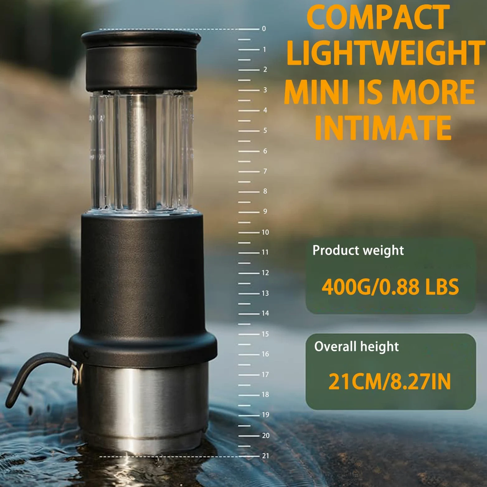 Máquina de café expreso portátil,Cafetera Portátil Cápsula de Espresso 3 en 1, Operación Manual, Mini Cafetera de 10-15 Bares, Máquina Café pequeña para Viajes, Camping