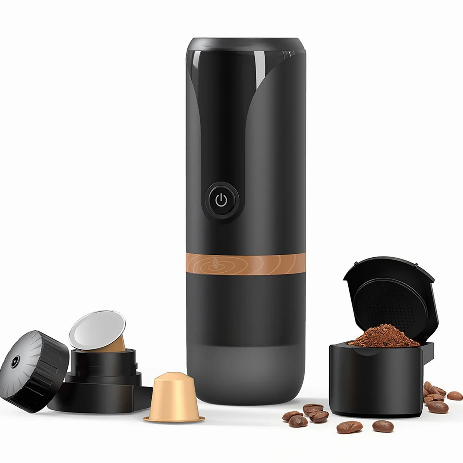 Cafetera portátil de café expreso, cafetera de viaje para polvo y cápsulas, batería de larga duración, ideal para camping, senderismo y pesca