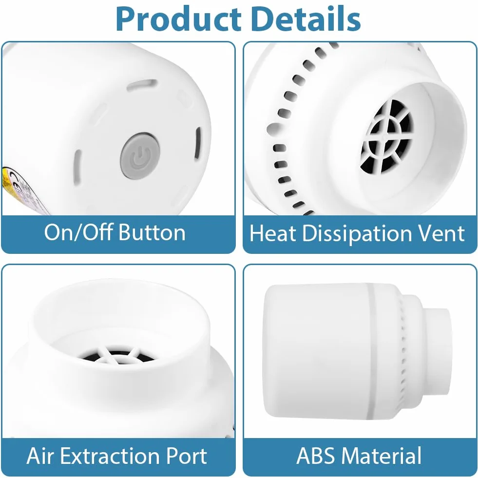 HOTUT Bomba de Vacío Eléctrica 30W Portátil 4,5 kPa para Bolsas de Ropa Blanco