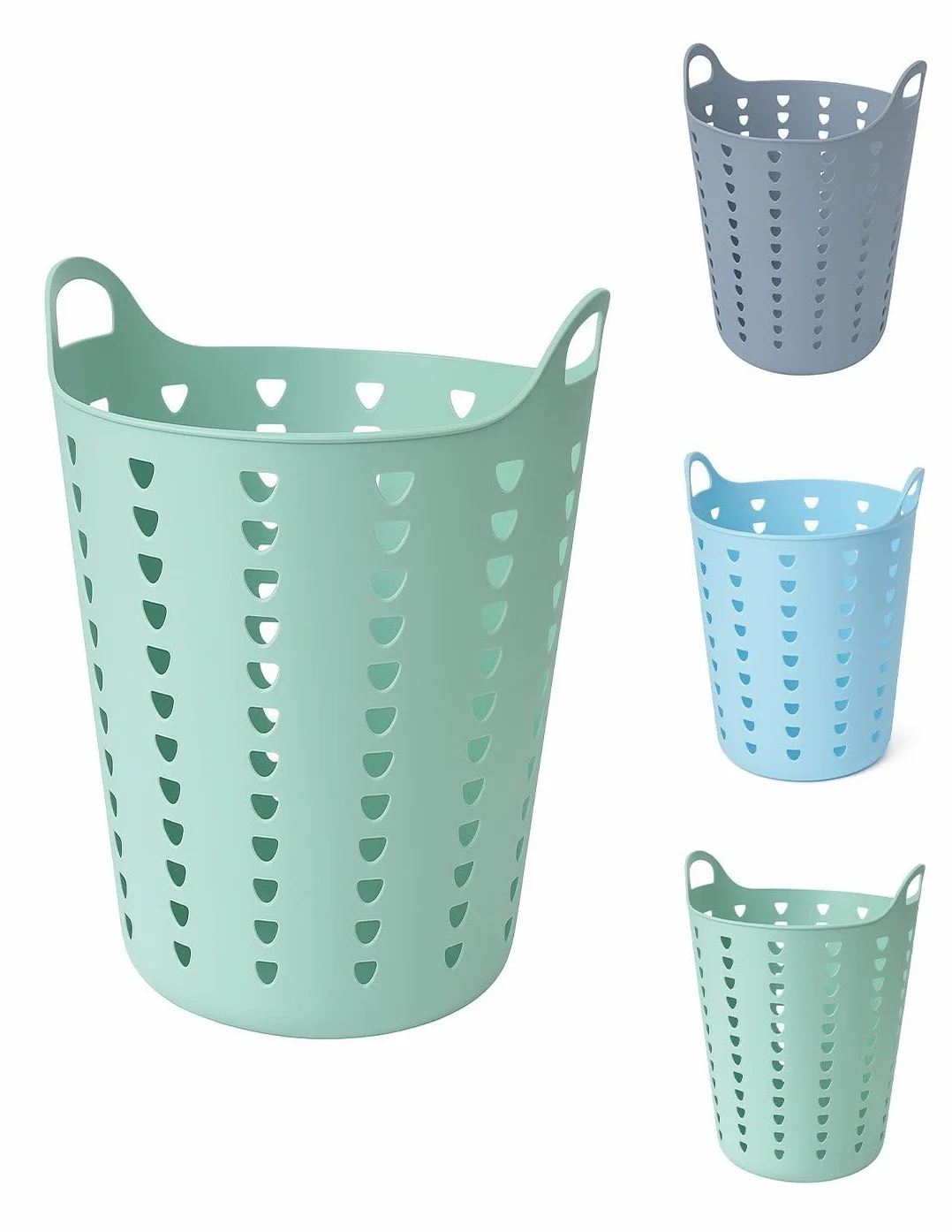 JARDIN202 - Cesto Ropa Sucia 60L y 26L con Agujeros Triangulares | Cesta Colada Moderna | Gris, Azul o Verde | 60 litros (Verde)