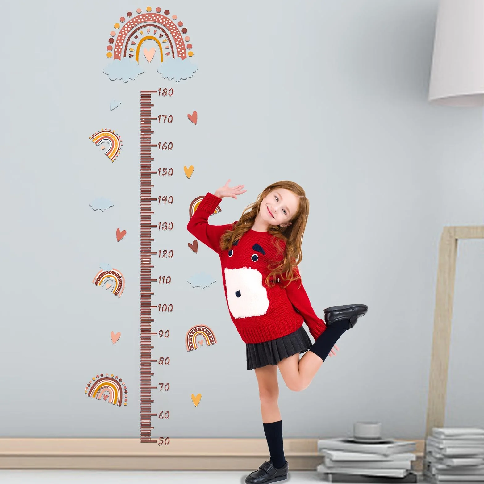 Medidor Niños Pared Tabla Crecimiento YIDM Altura Impermeable Autoadhesivo Infantil Decorar Dormitorio (Arcoíris)