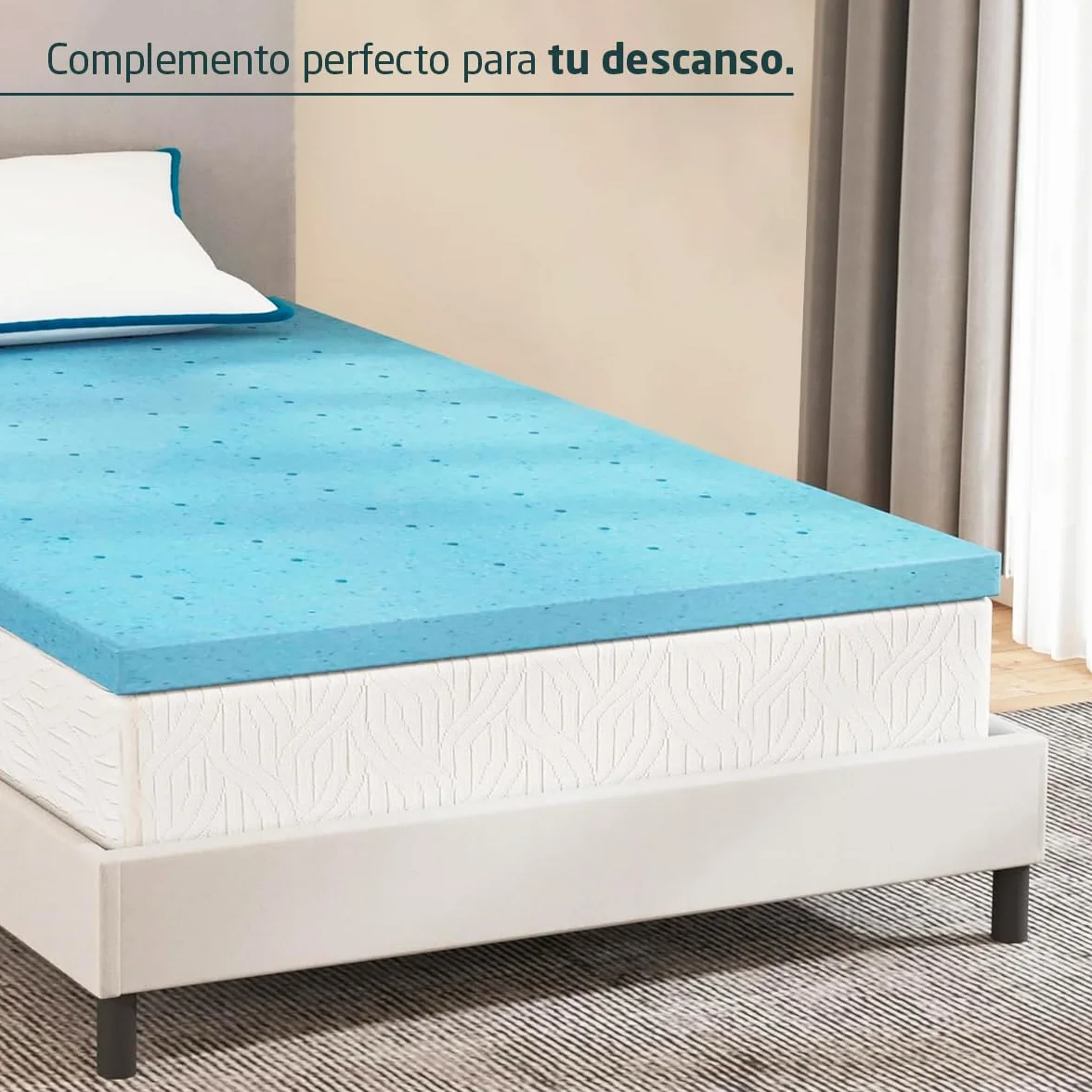 Topper Viscoelástico para Colchón - Sobrecolchón de Espuma de Memoria - Fabricado en España - Medidas: 105x190x5cm - Homedi
