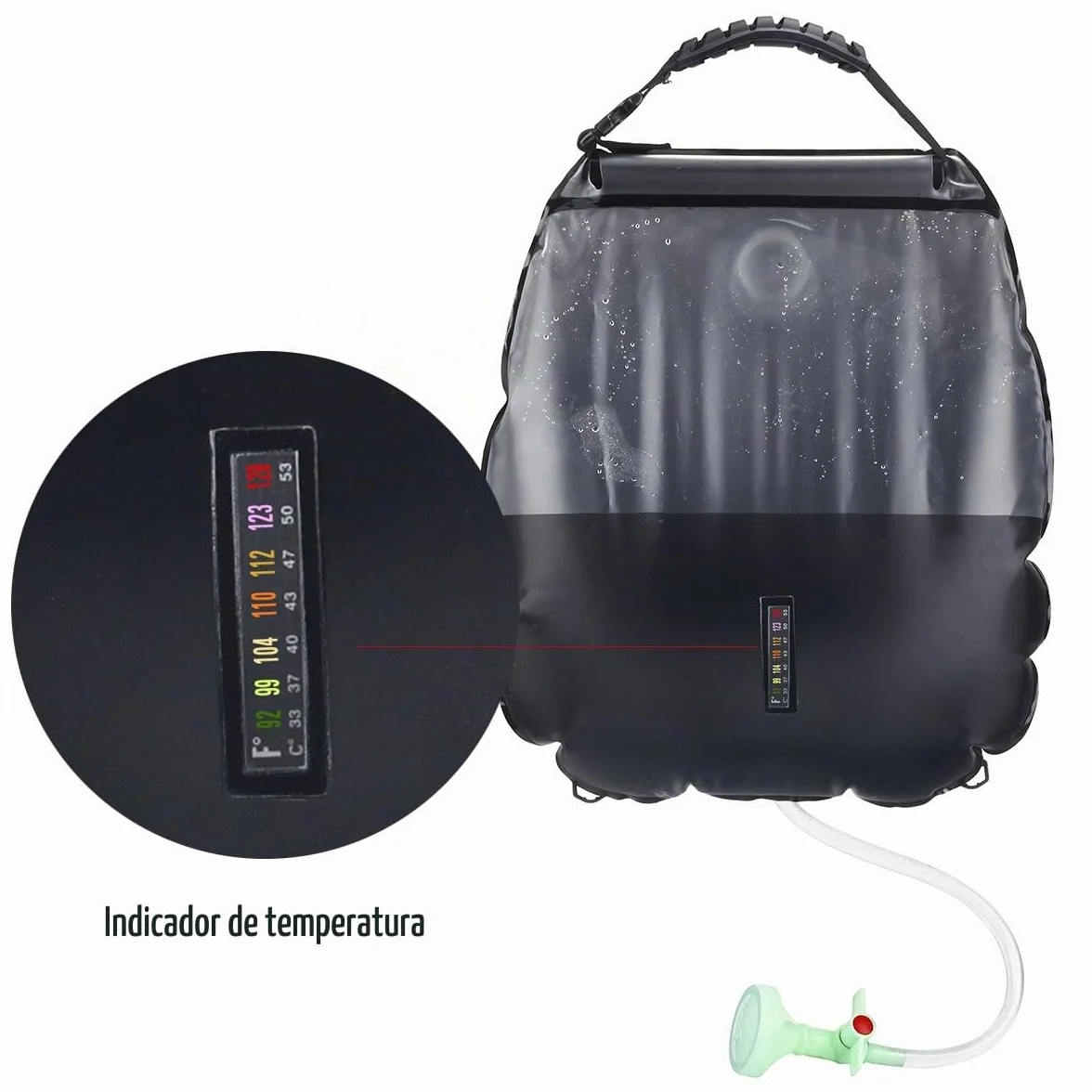 Bolsa Solar de Ducha 5 galones 20 l para Acampar con Agua Caliente 45 °C