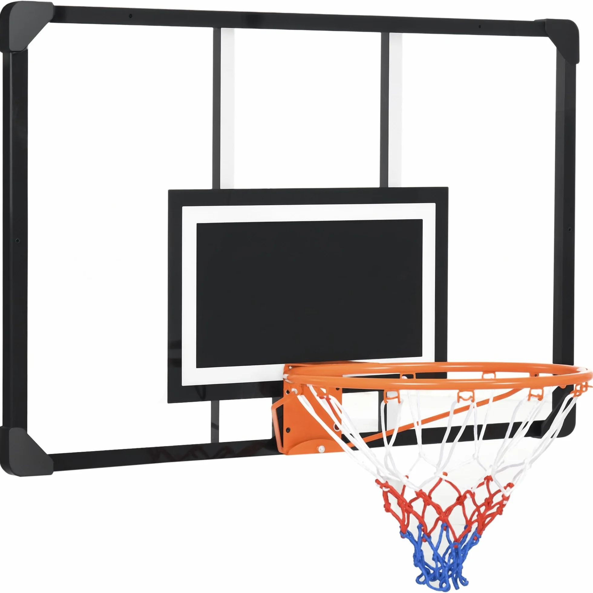 SPORTNOW Canasta de Baloncesto de Pared con Red y Marco de Acero 113x61x73 cm Negro