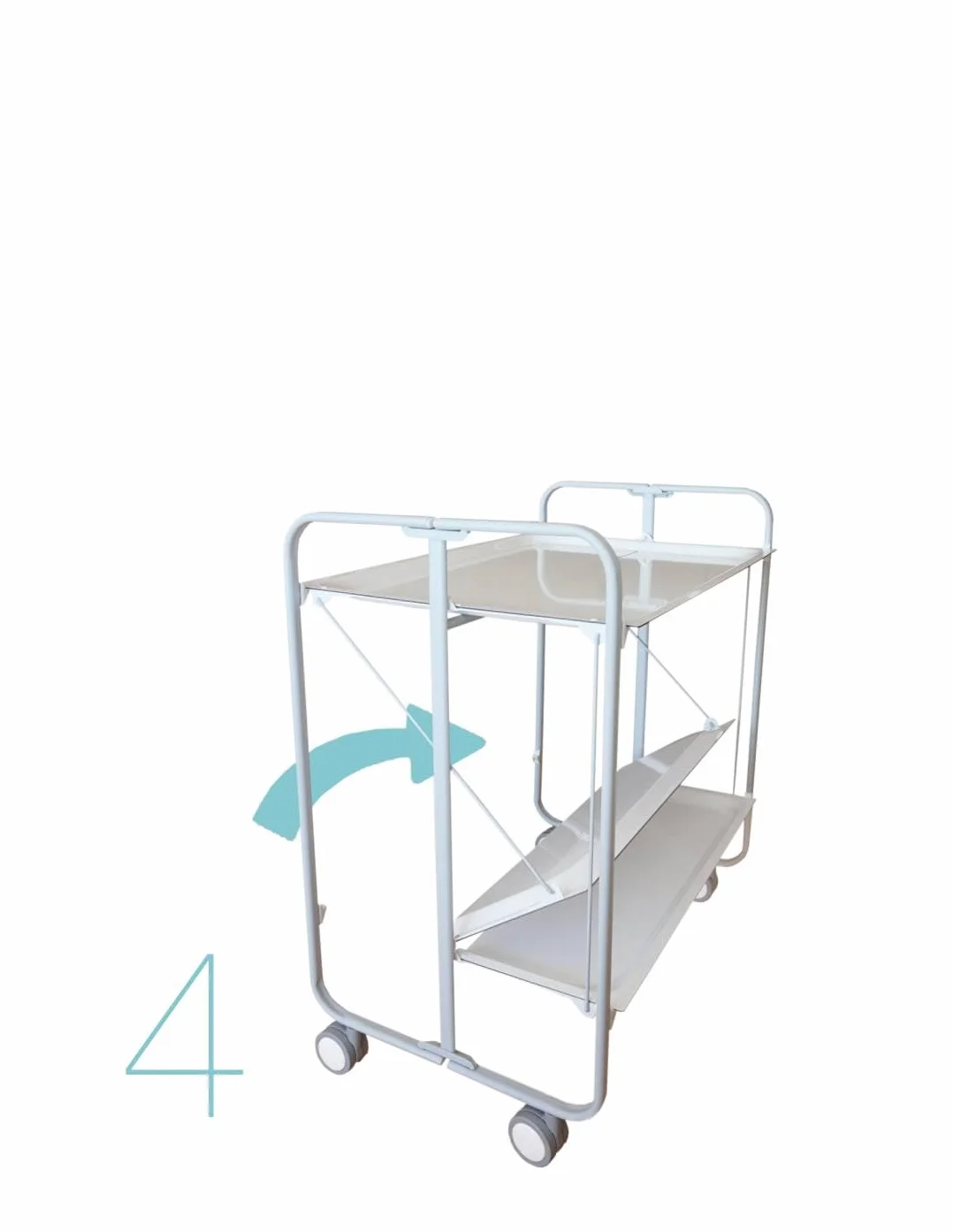 DHO – Mesa de ruedas plegable con chasis gris aluminio.