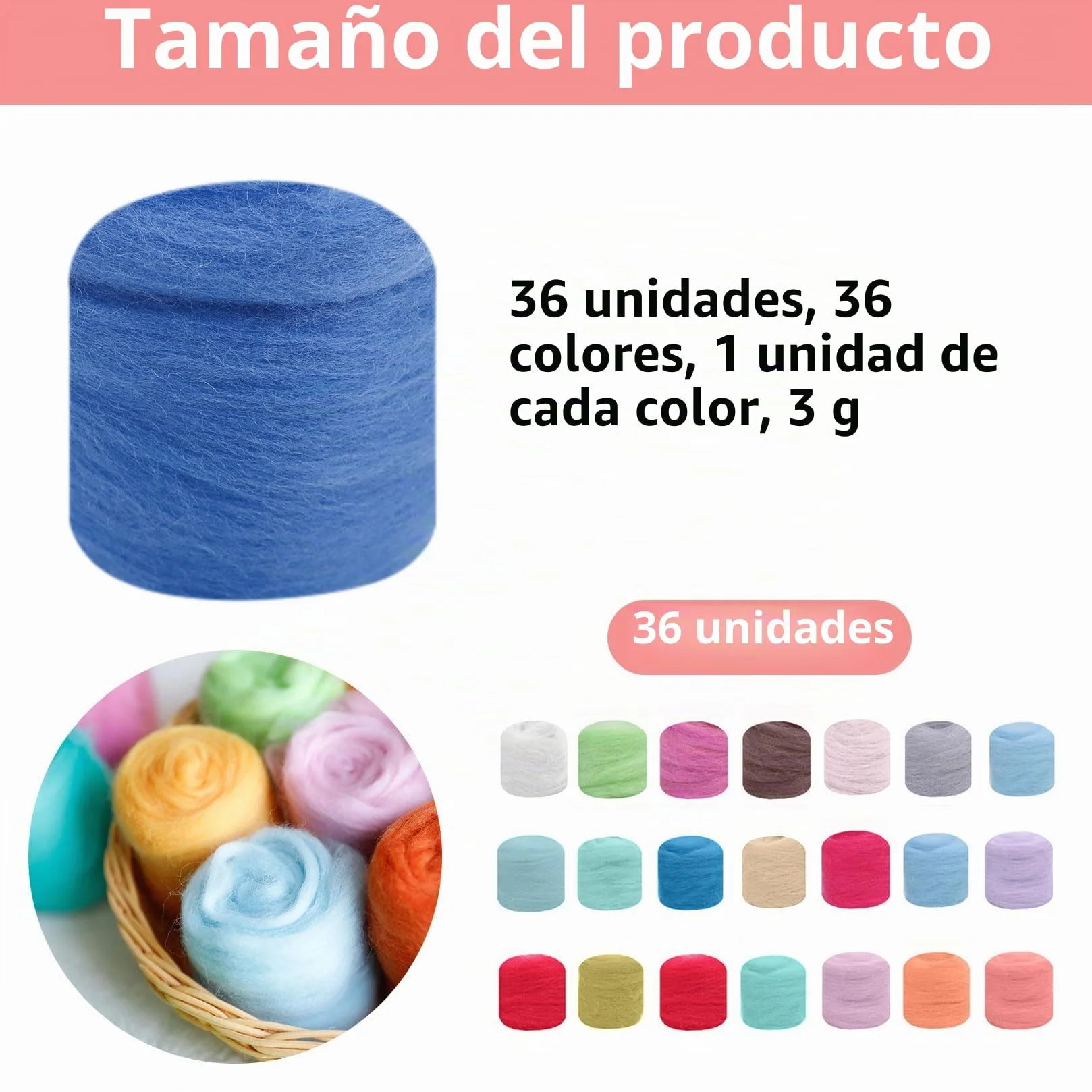 ShiFaKa Kit Fieltro Lana 36 Colores, Lana de Fieltro para Fieltrar en Seco, Lanas Fieltros para Fieltrar en Húmedo, Proyectos de Manualidades DIY para Principiantes