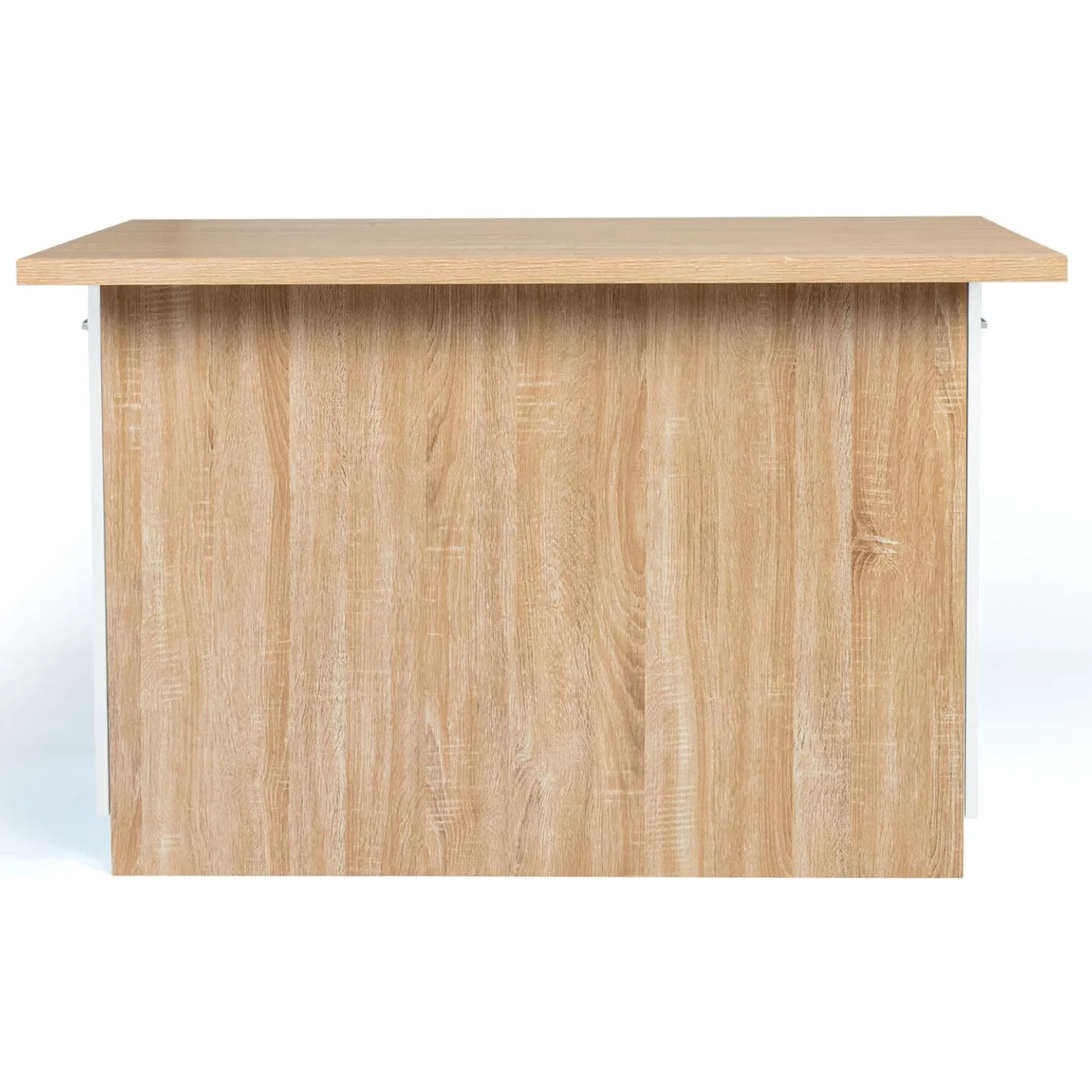 IDMarket - Ilot Central IVO 120 cm madera forma haya puertas blancas con encimera