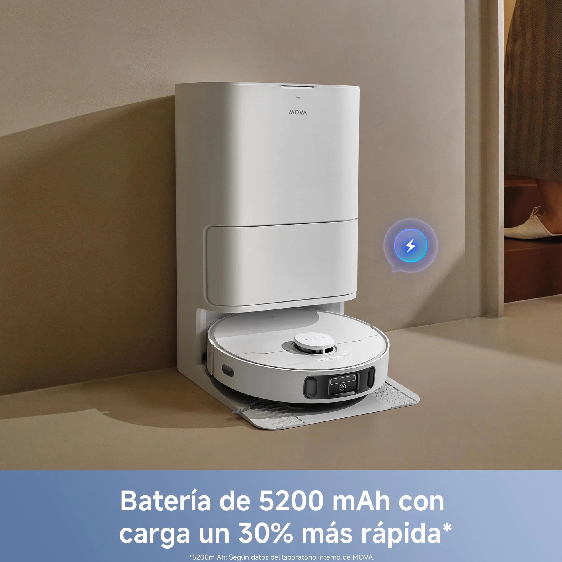 Mova E40 Ultra Robot Aspirador y Fregasuelos 19.000 Pa Tecnología de Fregado MaxiReach, Cepillo Lateral Antienredos, hasta 75 Días de Limpieza sin Intervenir Modo para Mascotas Estación Todo en Uno