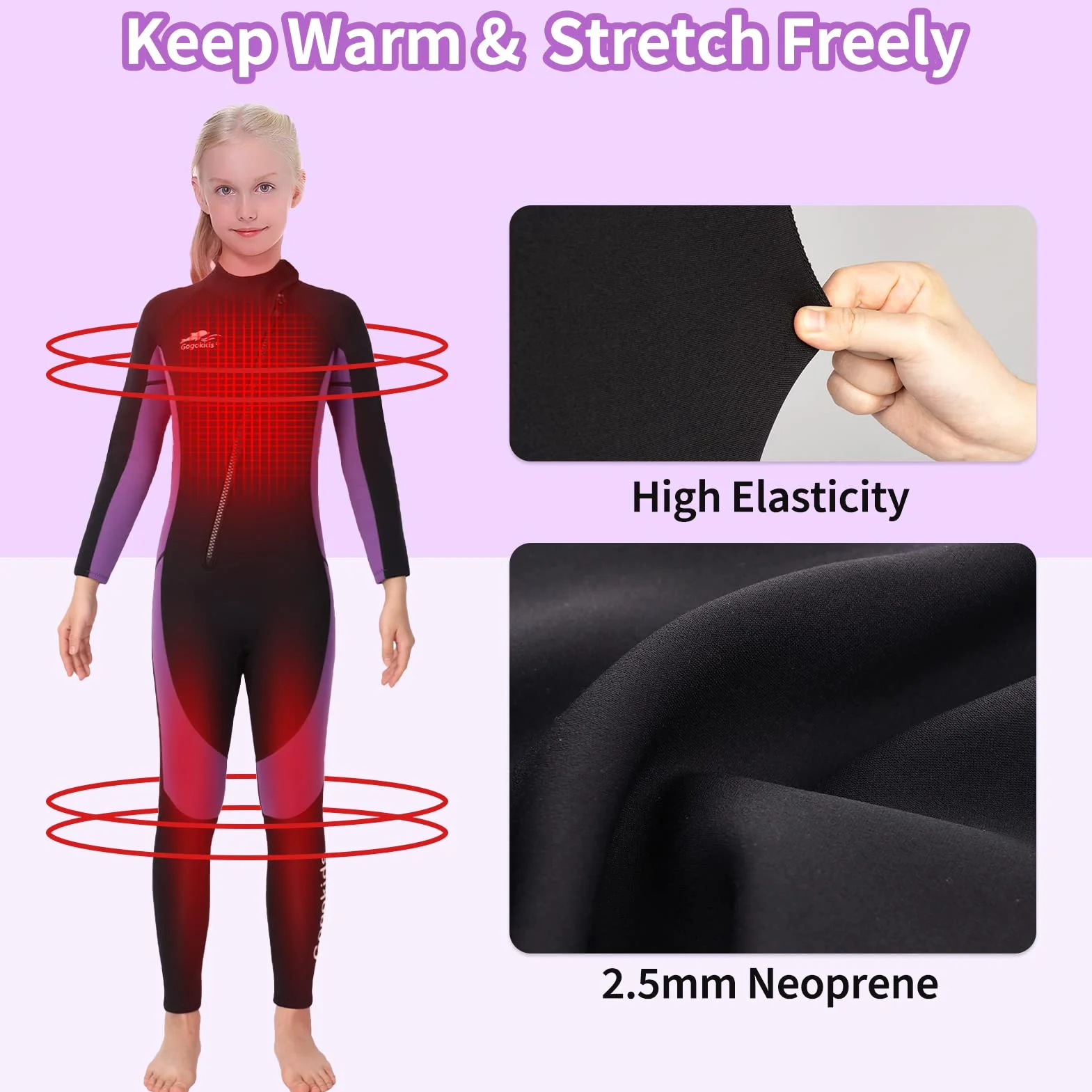Traje de Neopreno para Niñas 2.5mm - Traje de Buceo de una Pieza Protección Solar