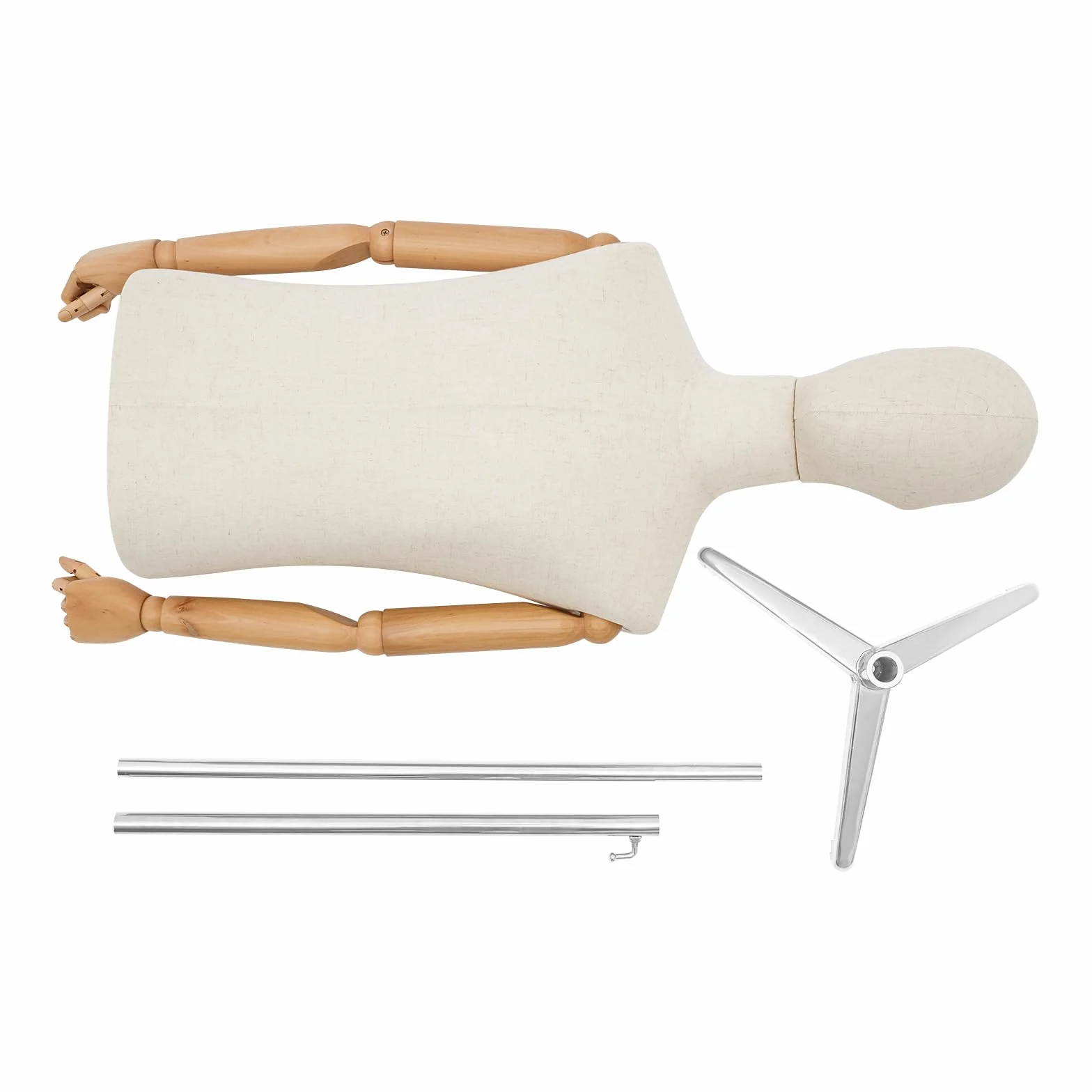 Maniquí Hombre Maniquies de Hombre con Brazos Busto Masculino Lino Maniquie para Ropa Articulado Flexible Silueta Masculina Escaparate Base Trípode Plateada Altura Regulable 134,6-193cm