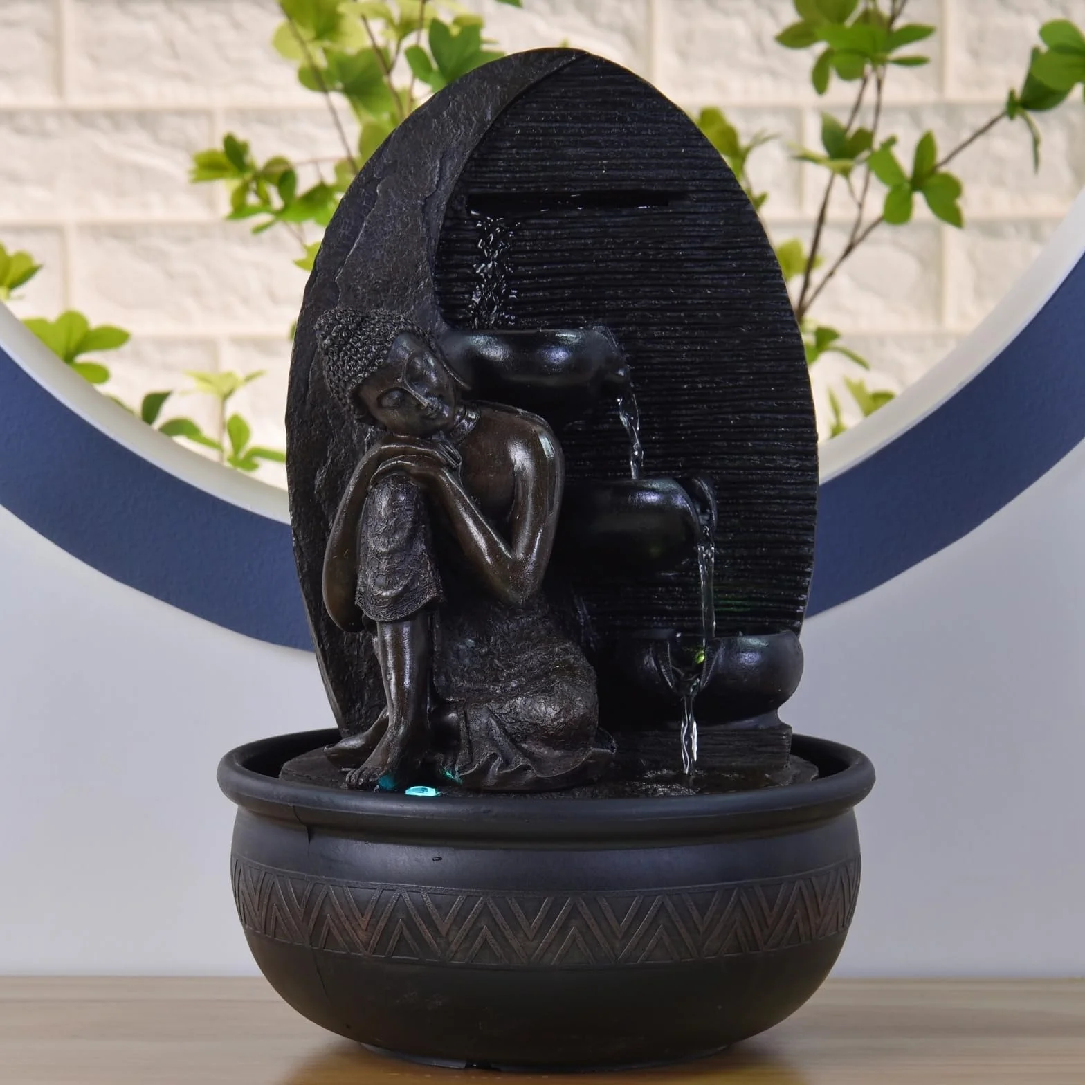 Zen'Light - Fuente de Interior (26 x 26 x 40 cm), Color marrón