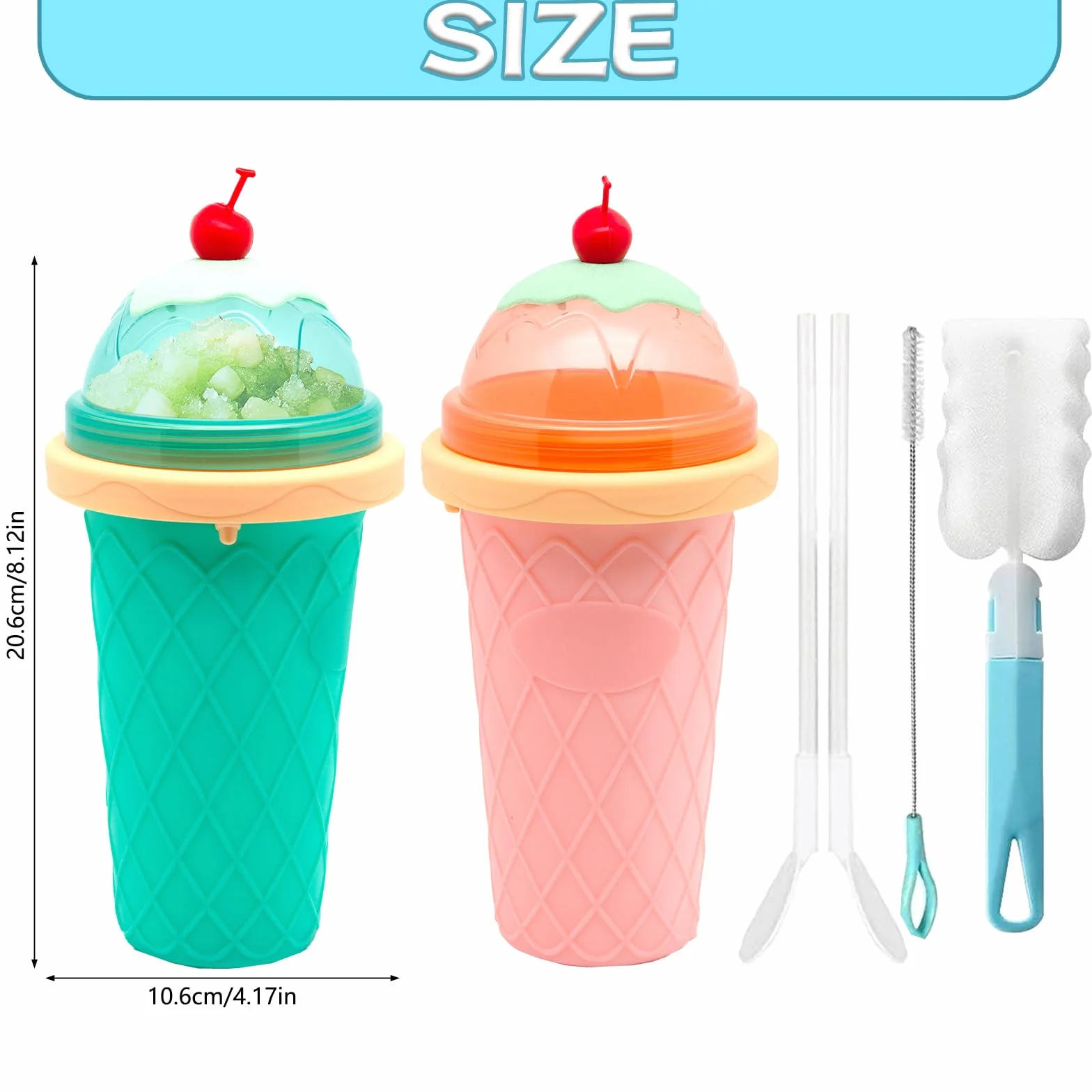 DAZZTIME Slushie Maker Cup,Frozen Cup,DIY Homemade Quick Frozen Smoothies,Máquina de Granizado,2 In 1 Straw And Spoon,Homemade Smoothie Cups para Niños y Familia