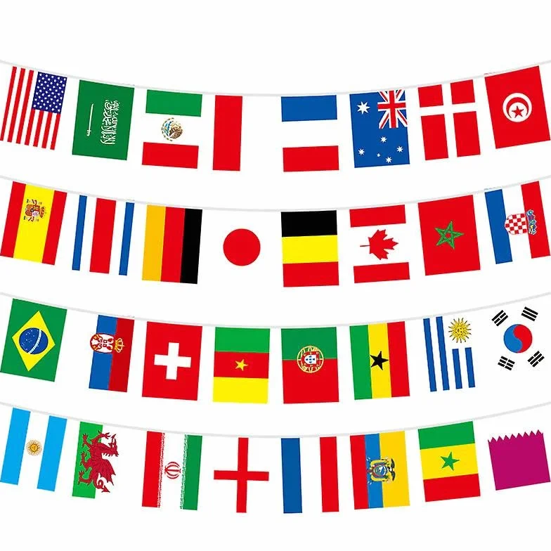 AZ FLAG Guirnalda Mundial 2022 Catar 20 Metros 32 Banderas 45x30cm Bandera