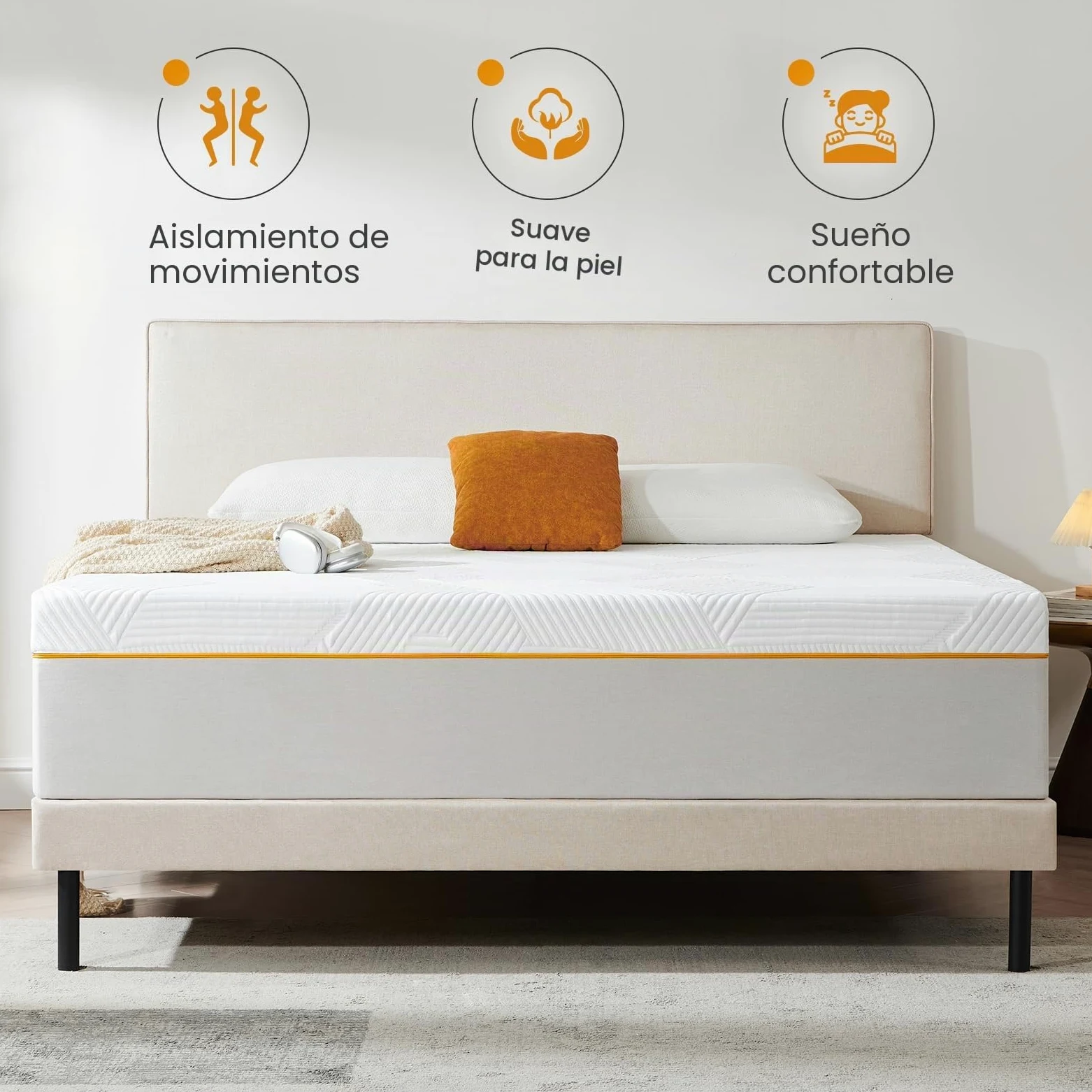 Colchón de 90 x 190 x 16 cm, colchón de espuma con memoria de forma, firmeza media, 7 zonas de confort, soporte perfecto, reversible de dos caras utilizables