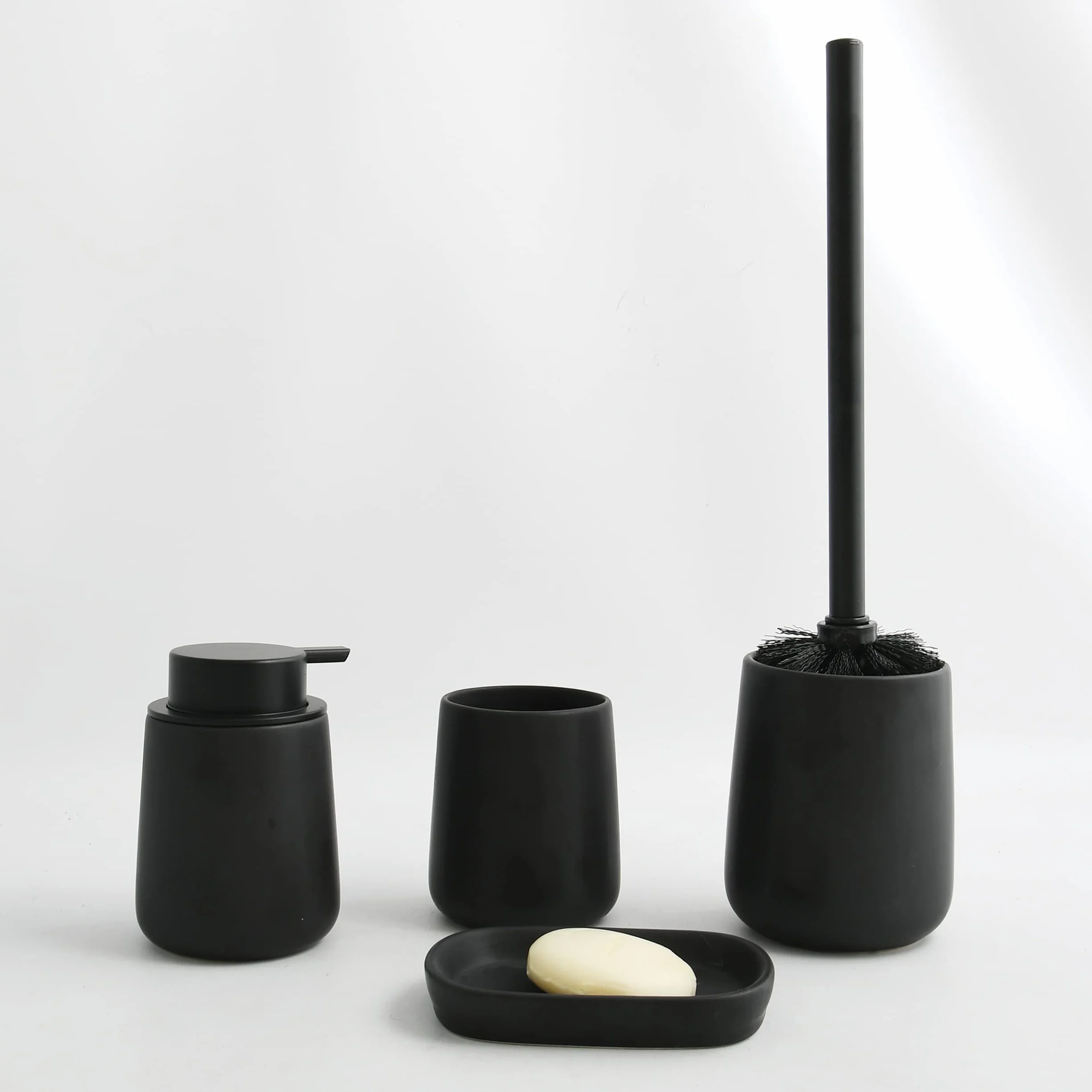 MSV - Vaso de cerámica MAONIE - Acabado Negro Mate - Diseño Elegante para el baño - Ø 8 x 11 cm - Ideal para cepillos de Dientes y Accesorios - Duradero y fácil de Limpiar