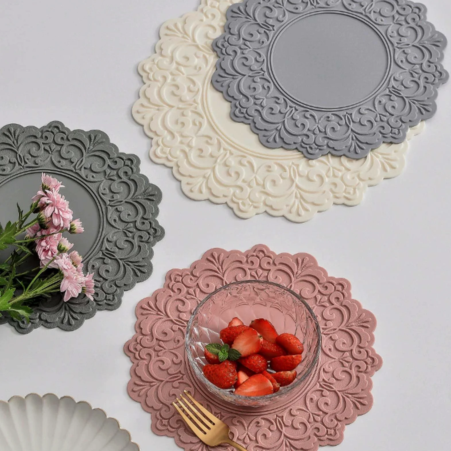 Salvamanteles de Silicona para Platos Calientes, ollas y sartenes, | Almohadillas calientes de cocina modernas antideslizantes y resistentes al calor para mesa y encimera.