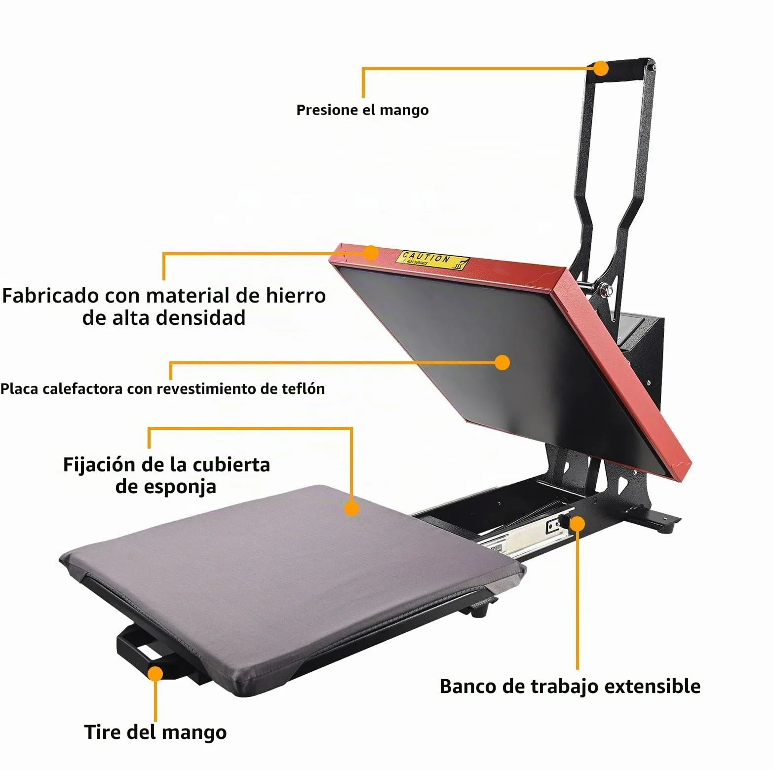 ColorSub Prensa caliente digital 38 x 38 cm (15 x 15 pulgadas) 1600 W, prensa caliente de teflón, camiseta, ropa, bolsa con transferencia