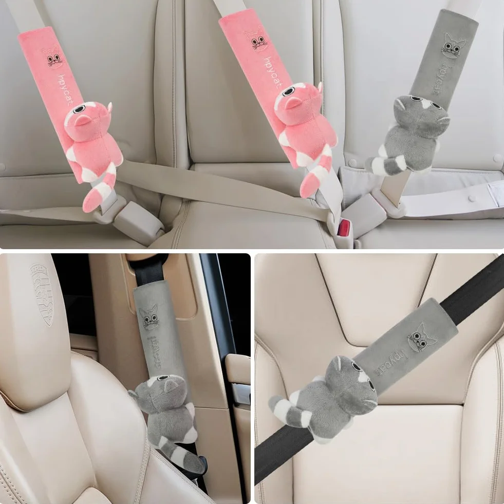 URAQT Almohadillas Cinturon Coche Niños, 2pcs Protector Cinturon Coche, Almohadillas para Cinturón de Seguridad de Viaje, Funda Cinturon Coche para Adulto Niños para Protegen Hombro Cuello