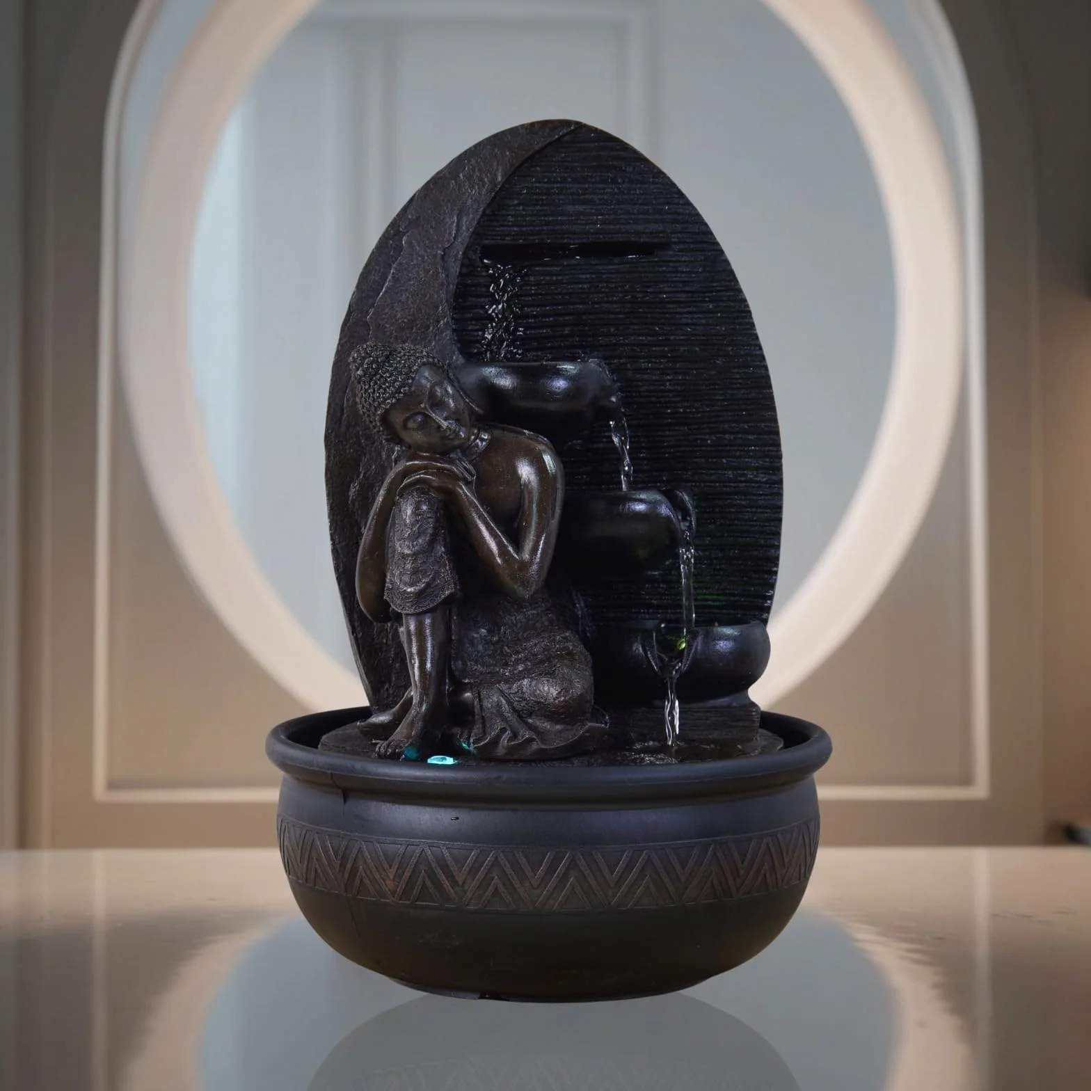 Zen'Light - Fuente de Interior (26 x 26 x 40 cm), Color marrón