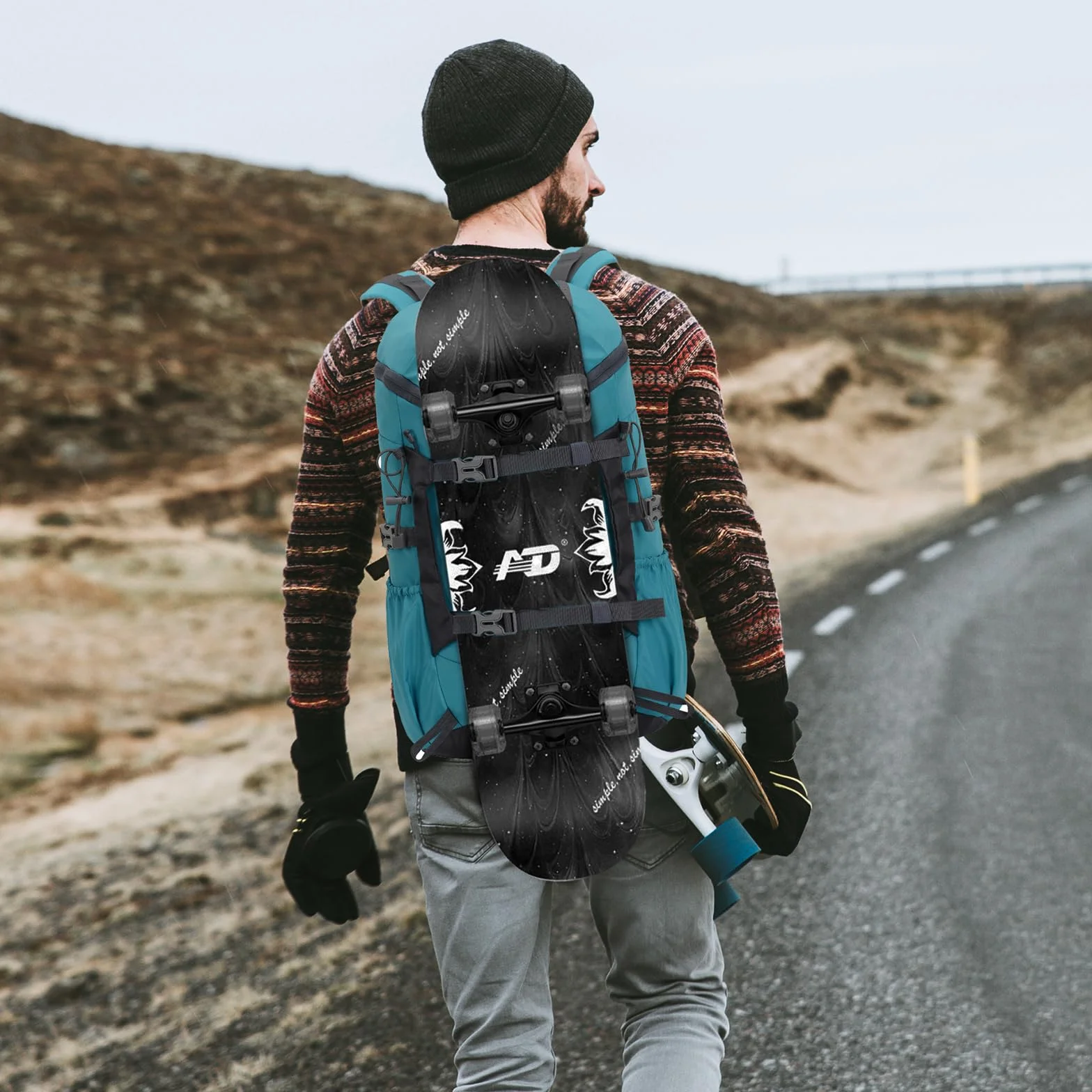 Mochila Senderismo 30L Impermeable Ligera Grande Azul