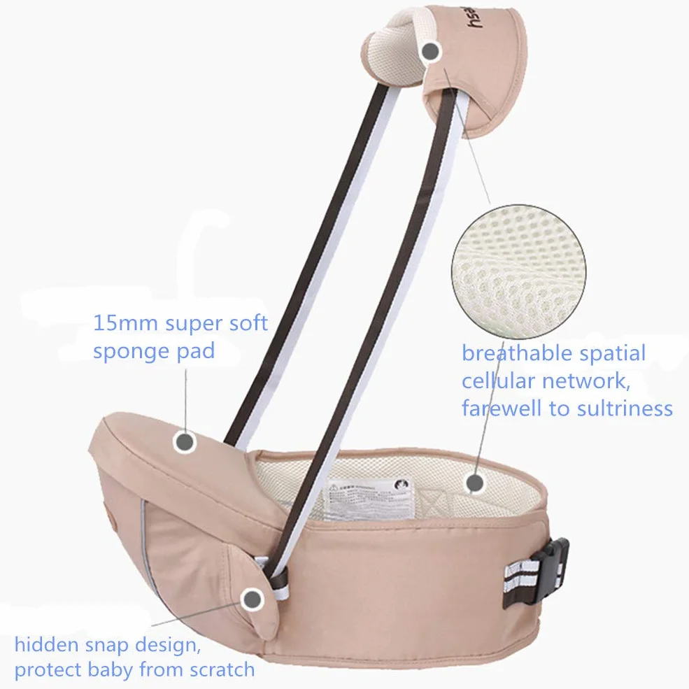 Portador de bebé ergonómico Hipseat con correa de hombro y asiento de cintura para niños pequeños