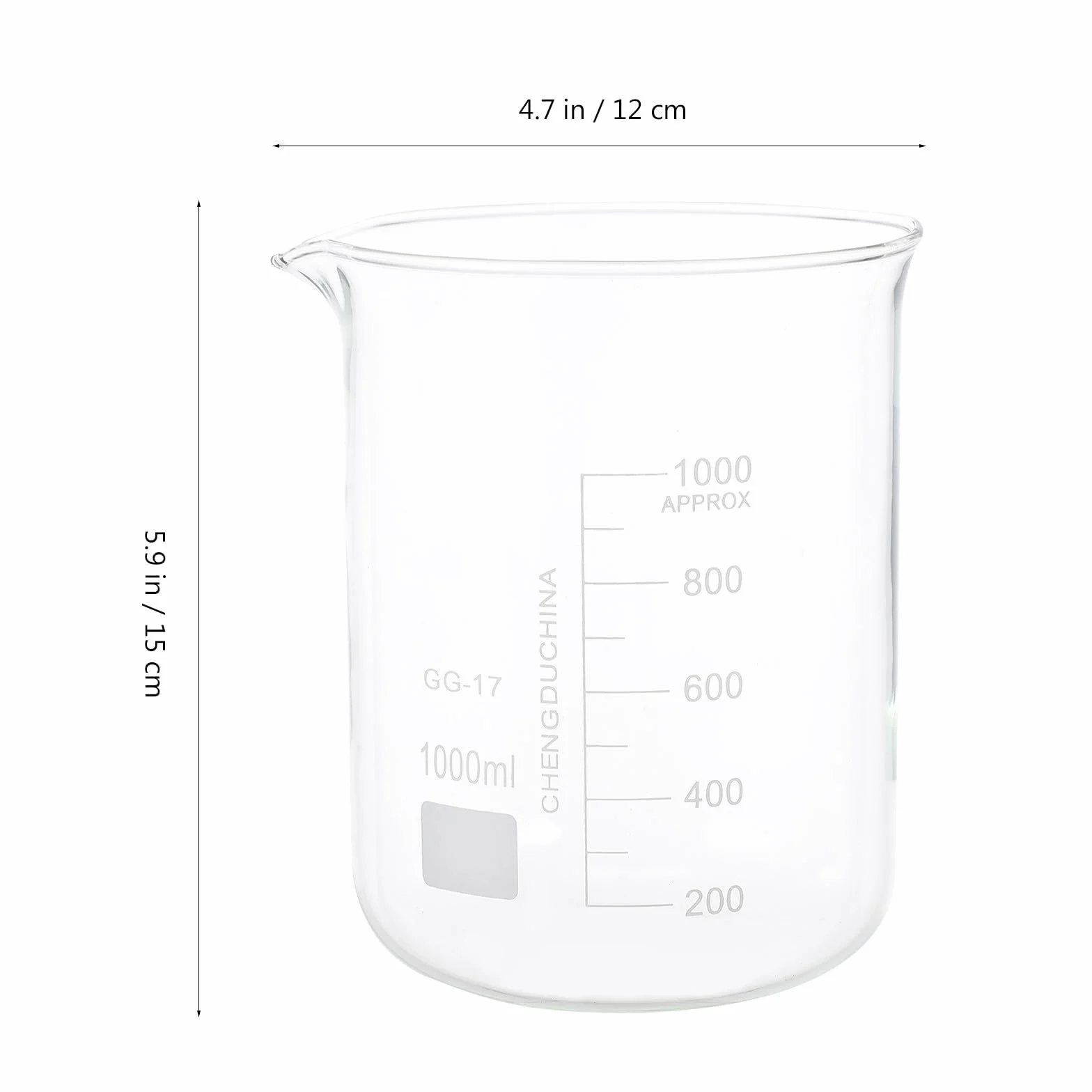 Tazas Medidoras de Vidrio 5piezas para Laboratorio Decoracion Colegio | Vasos Graduados, Herramientas de Medición, Portaliquidos a Escala, Ligeros y Fáciles de Limpiar