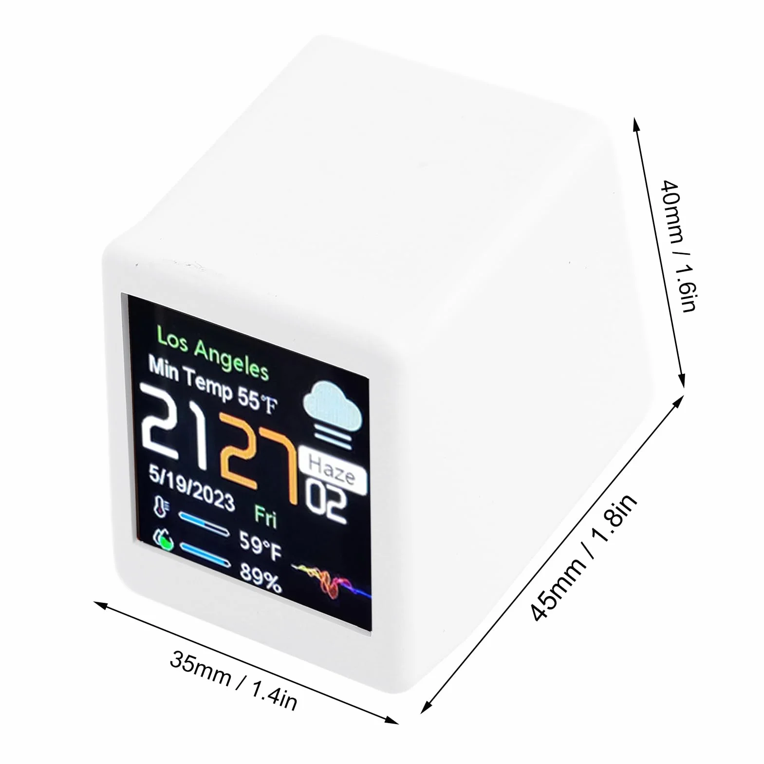 Ejoyous Reloj Electrónico Inteligente, Pantalla Digital LCD, con Pronóstico del Tiempo, Temperatura, Calendario, Conexión WiFi, Personalización de Animación, para Escritorio, Hogar (White)