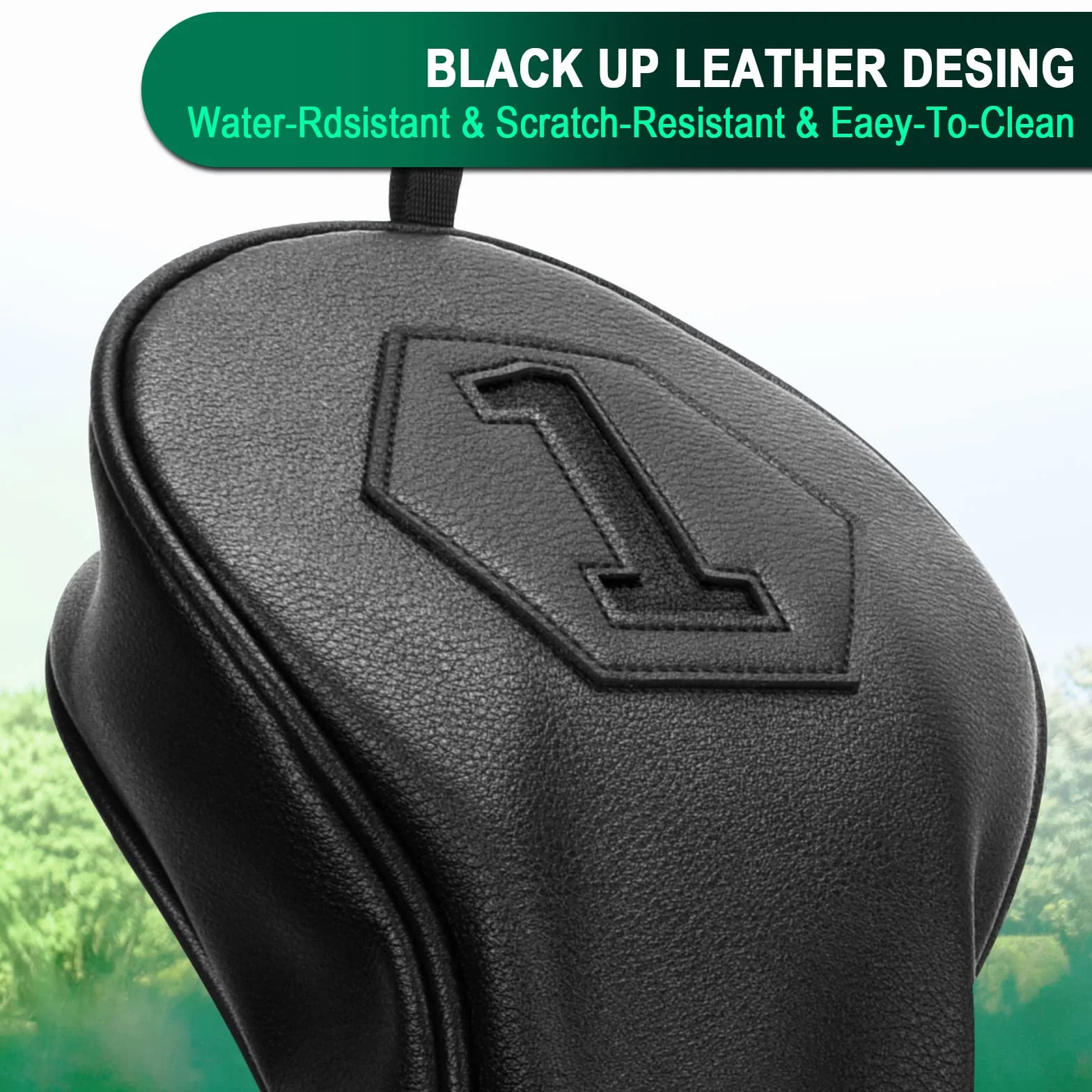 Fundas para cabeza de palo de golf madera Driver Fairway Hybrid 1FH negro piel sintética cierre elástico