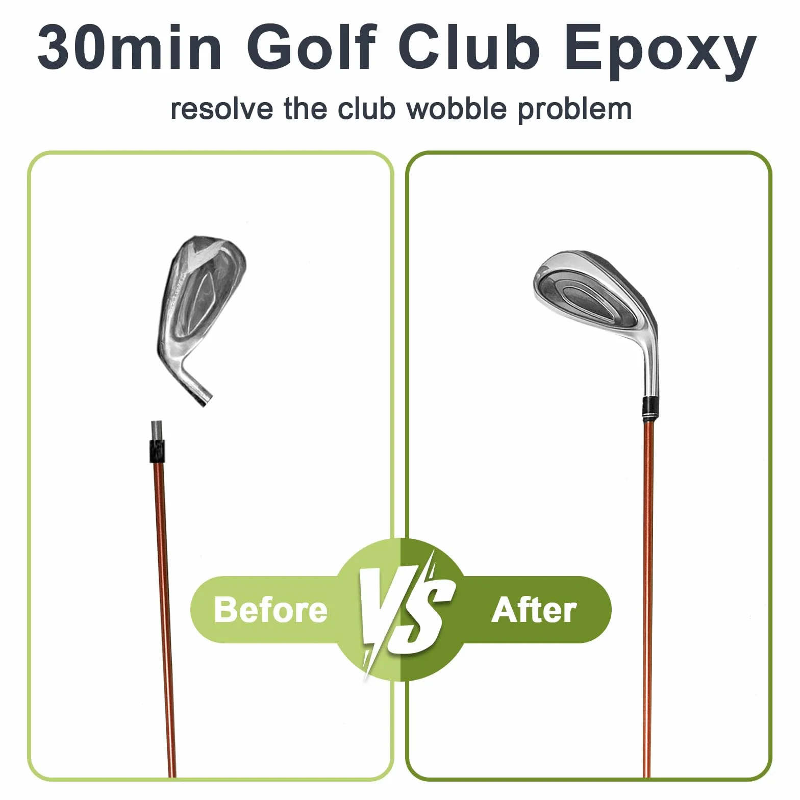Resina epoxi 30 min 125+125 ml para palos de golf cabezales conductores putter hierro vástagos grafito acero