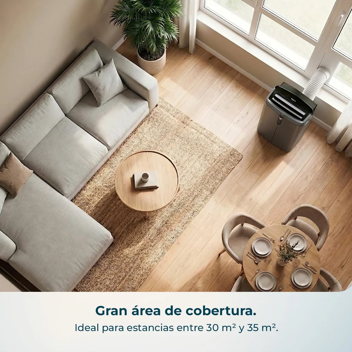Cecotec Aire Acondicionado Portátil con Bomba de Calor y Wifi ForceClima 14800 Nux Heating Connected. 14000BTU, Mando a Distancia, Pantalla LED, 5 Modos, 3 Velocidades, Temporizador, Cobertura 30-35m²