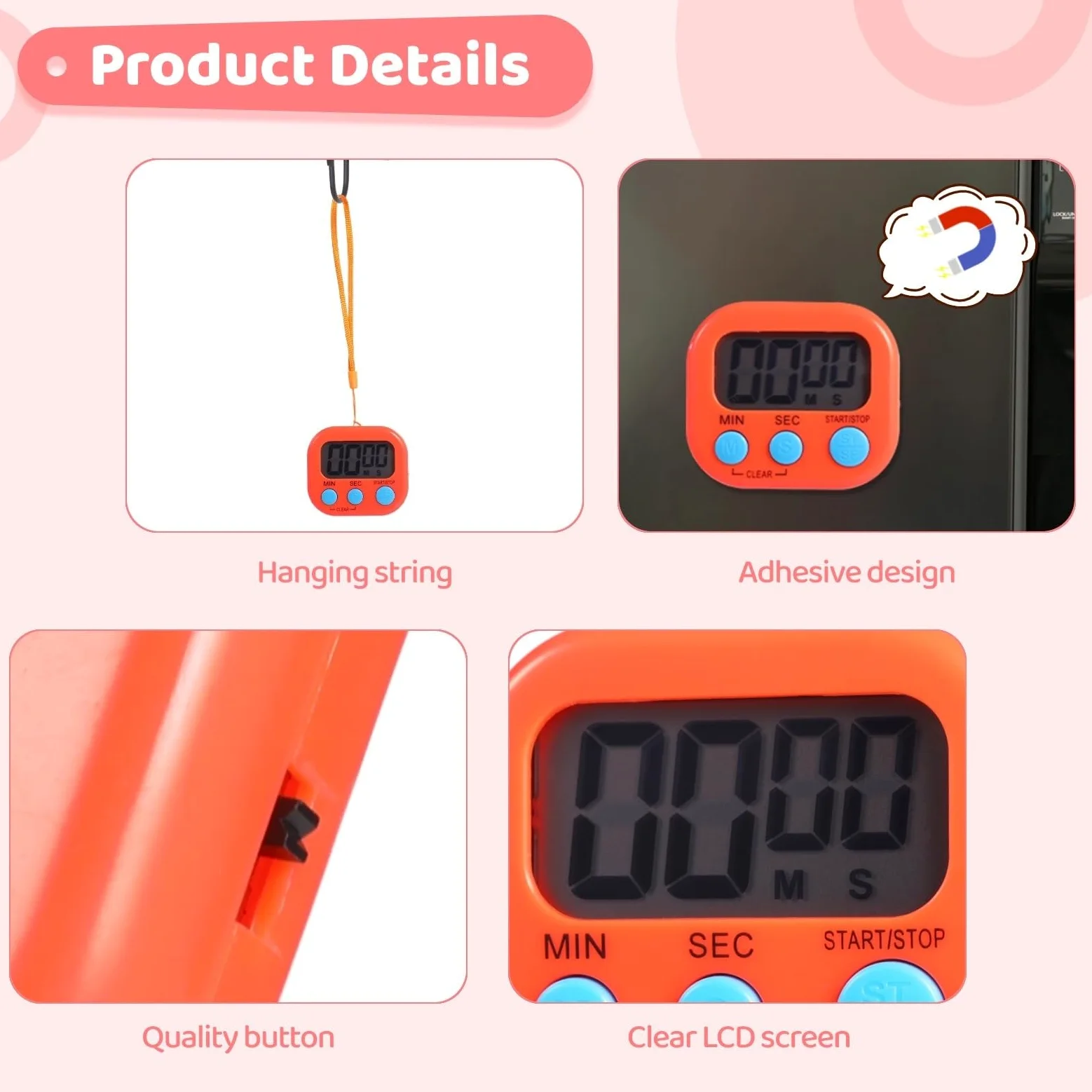 24 temporizadores digitales, temporizador magnético de cuenta regresiva con pantalla LCD grande y alarma fuerte, perfecto para aula, ejercicio y cocina