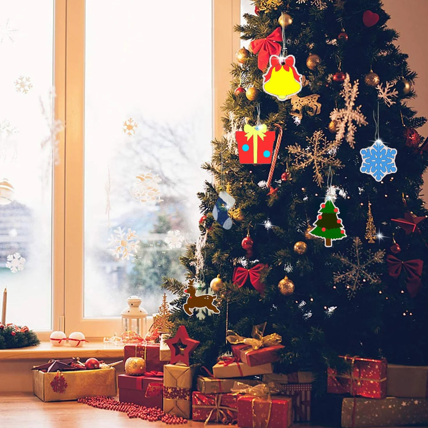 RURIZHONGTIAN Adornos de Navidad de Madera para Pintar, Colgantes DIY para Árbol de Navidad