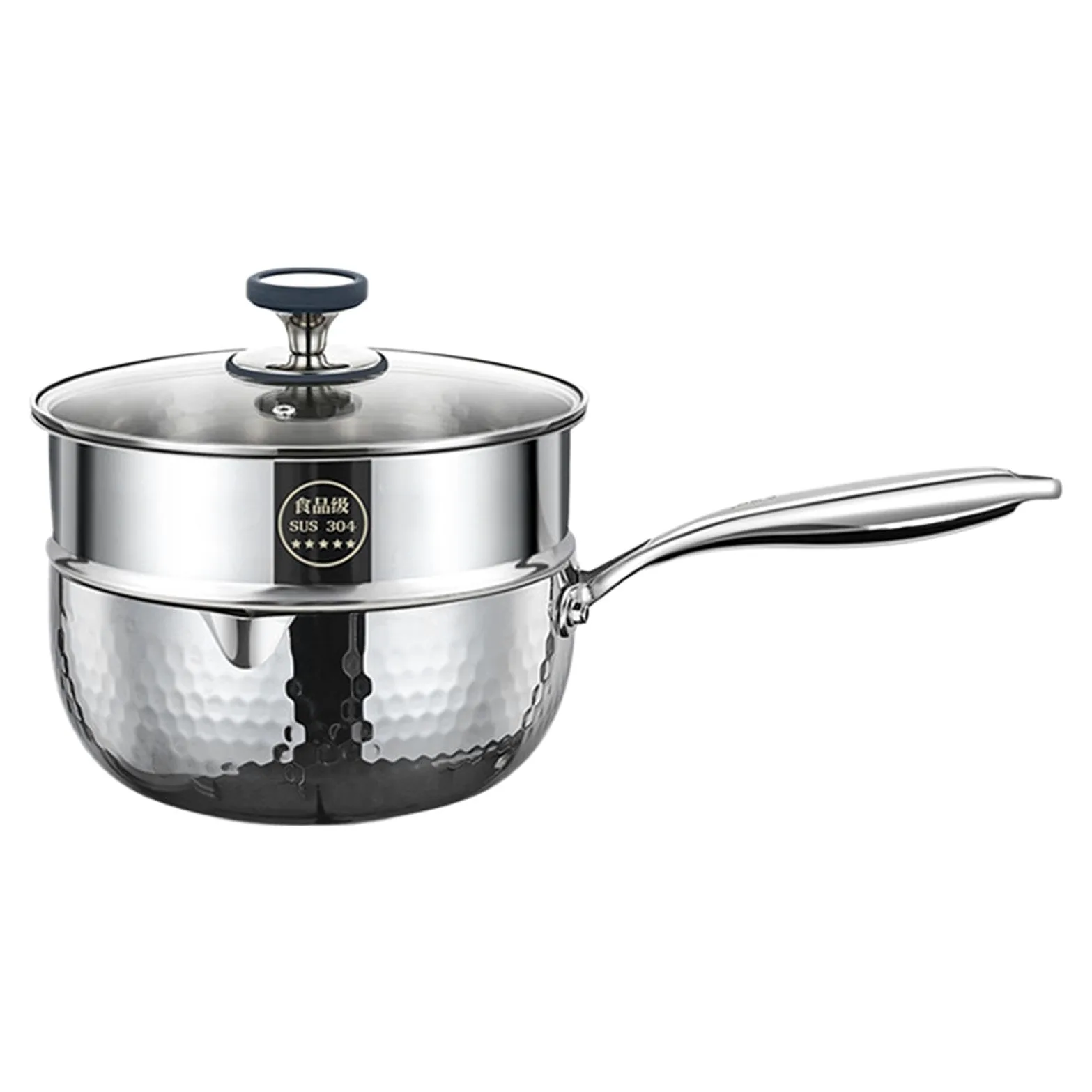 Cazo Con Tapa Acero Inoxidable Con Tapa, Asa Y Pico Vertedor | Cazo Pequeño Para Vapor Y Salsas para la cocina doméstica, cocinar, freír, guisar, hervir, sopas, salsas, comidas