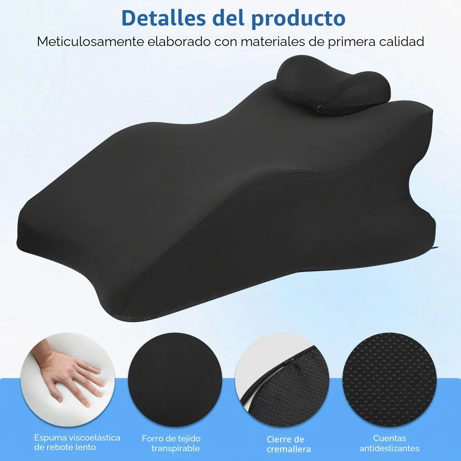Almohada 4 en 1 para cojín venoso, espuma de memoria, cojín ergonómico cómodo, mejora la circulación sanguínea, almohada para piernas para piernas, pies, espalda, sofá, cama (negro)