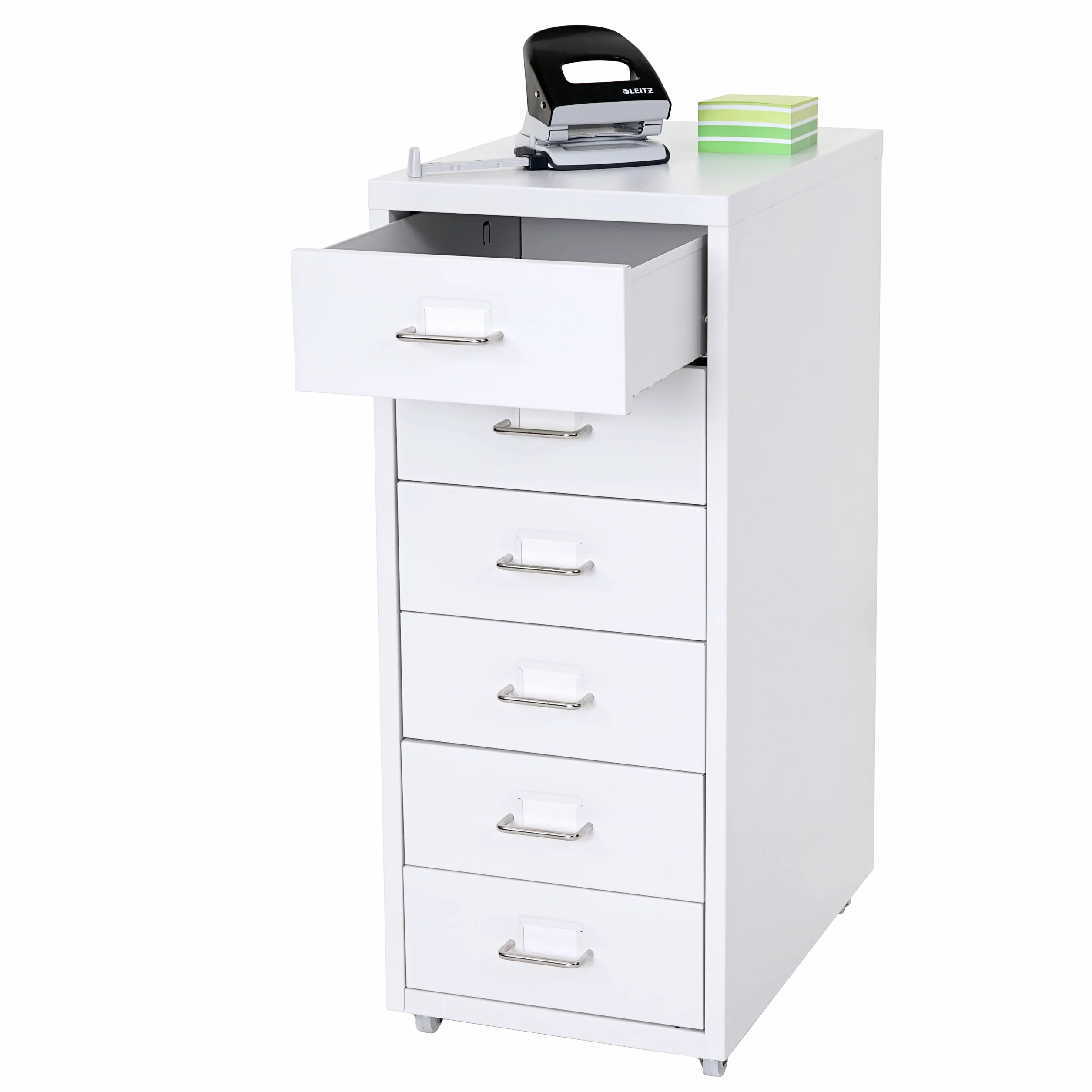 Mendler Boston T851AM - Cajonera Cajas de Almacenamiento (69 x 28 x 41 cm, 6 cajones), color blanco