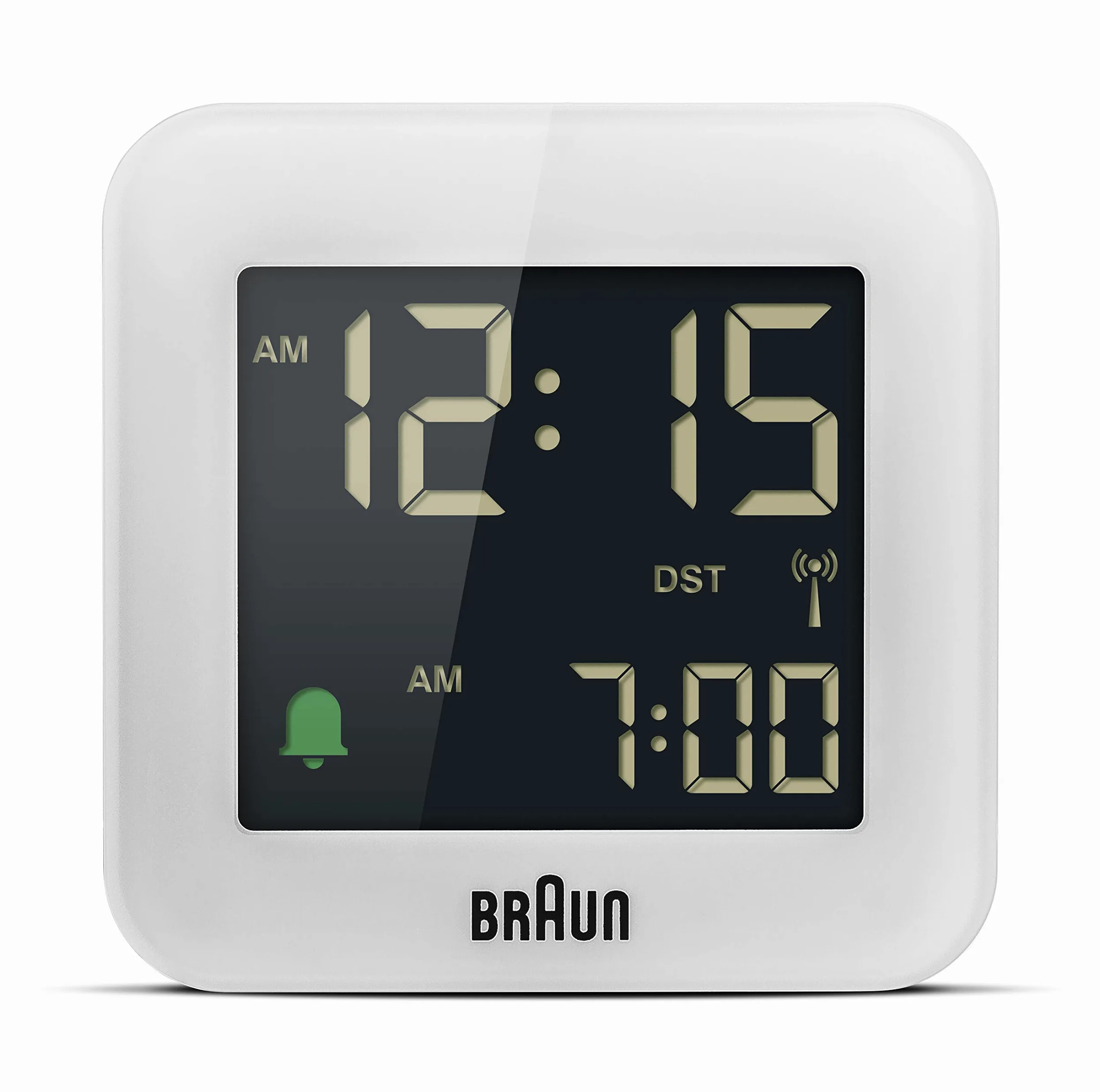 Braun Reloj Despertador de Viaje controlado por Radio Zona con Hora Central Europea (DCF) con función repetición, configuración rápida, Alarma por pitido en Crescendo Blanco, BC08W-DCF.
