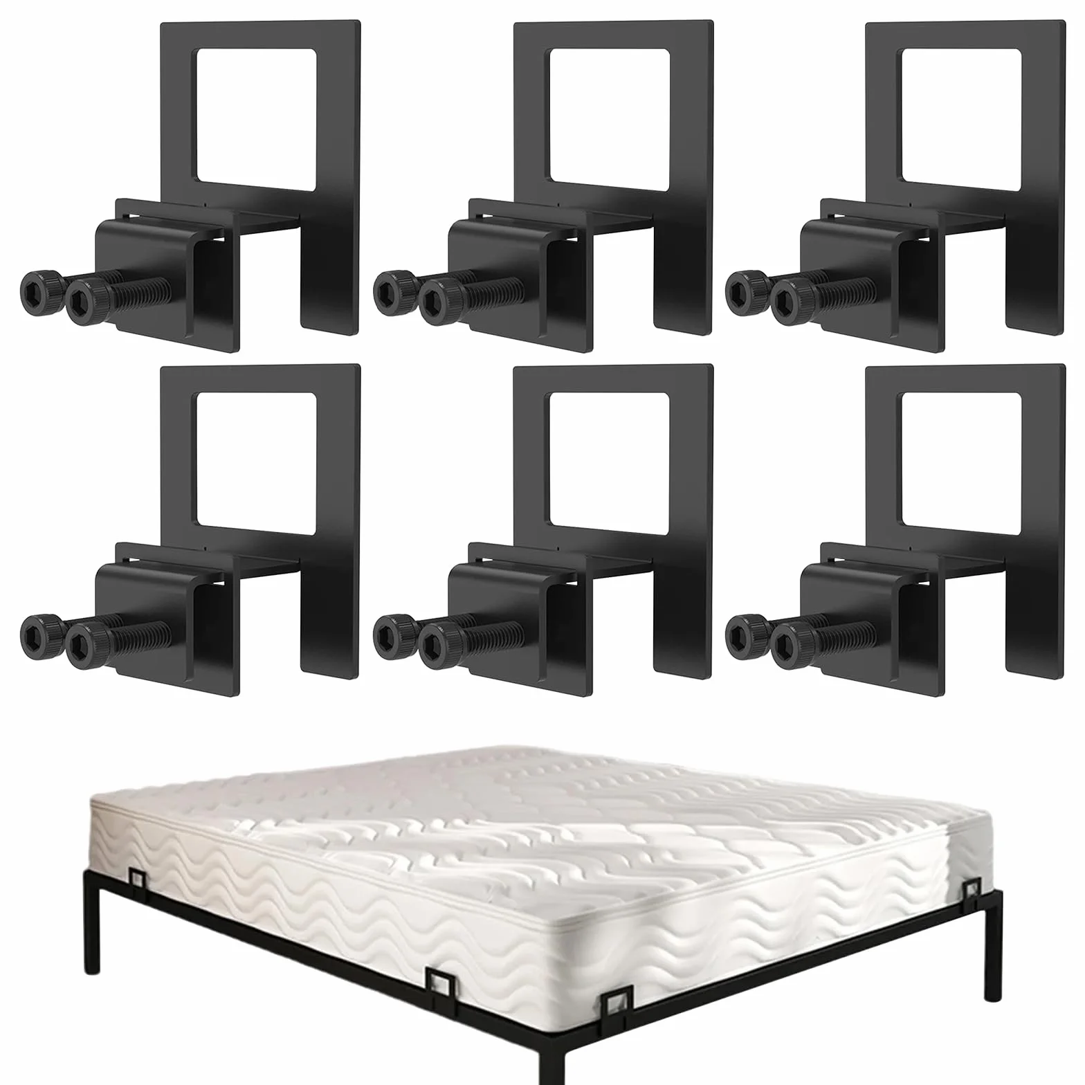 GOMETY 6 juntas antideslizantes para colchón, soporte para colchón contra deslizamiento, soporte para colchón para marco de cama, agarre antideslizante de metal estable para marco de cama de metal