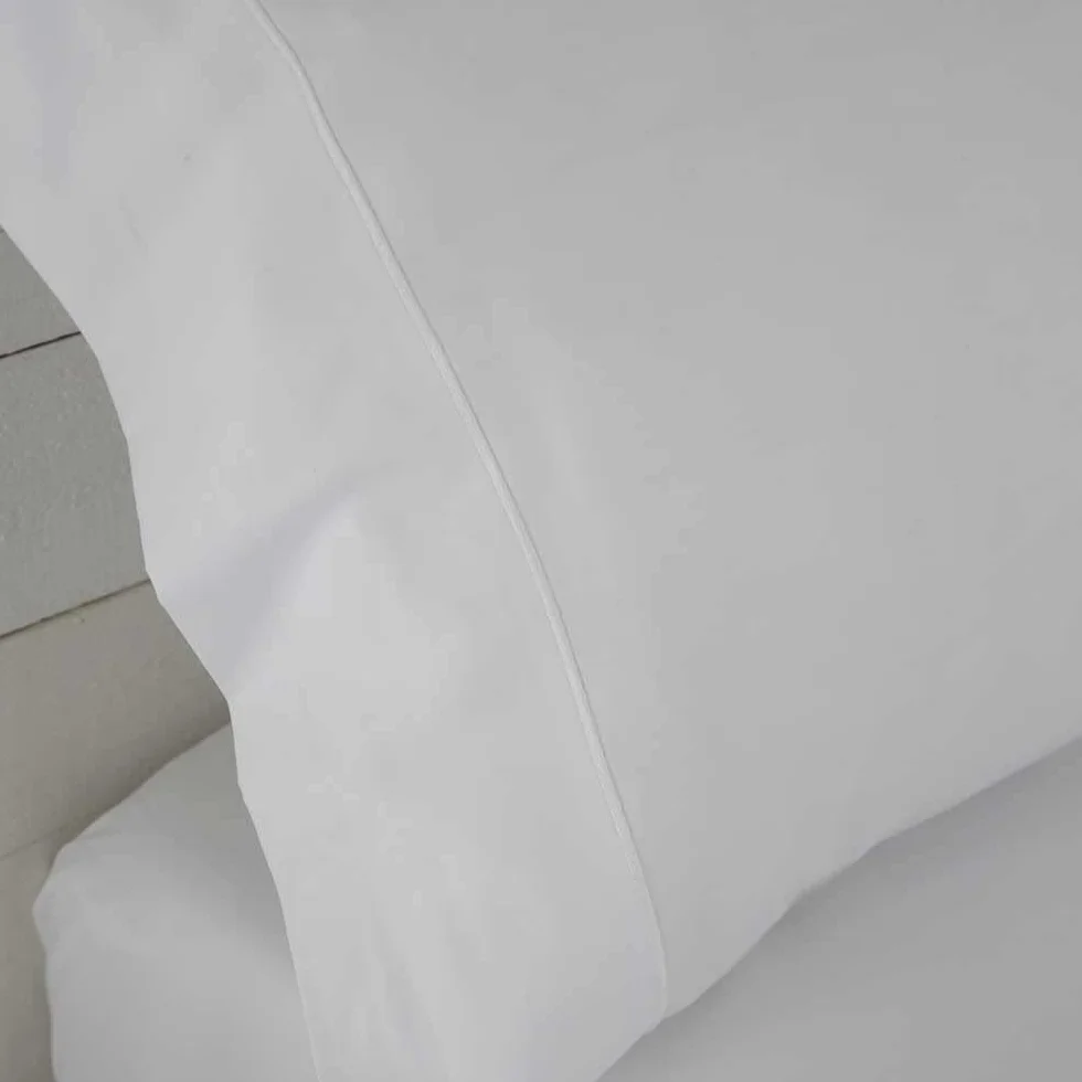 COTTON ARTean Juego de sábanas 180x190/200 Saten algodón Egipcio 400 Hilos LOREA blanco 4 piezas: Encimera, 2 Fundas de Almohada, Bajera Ajustable