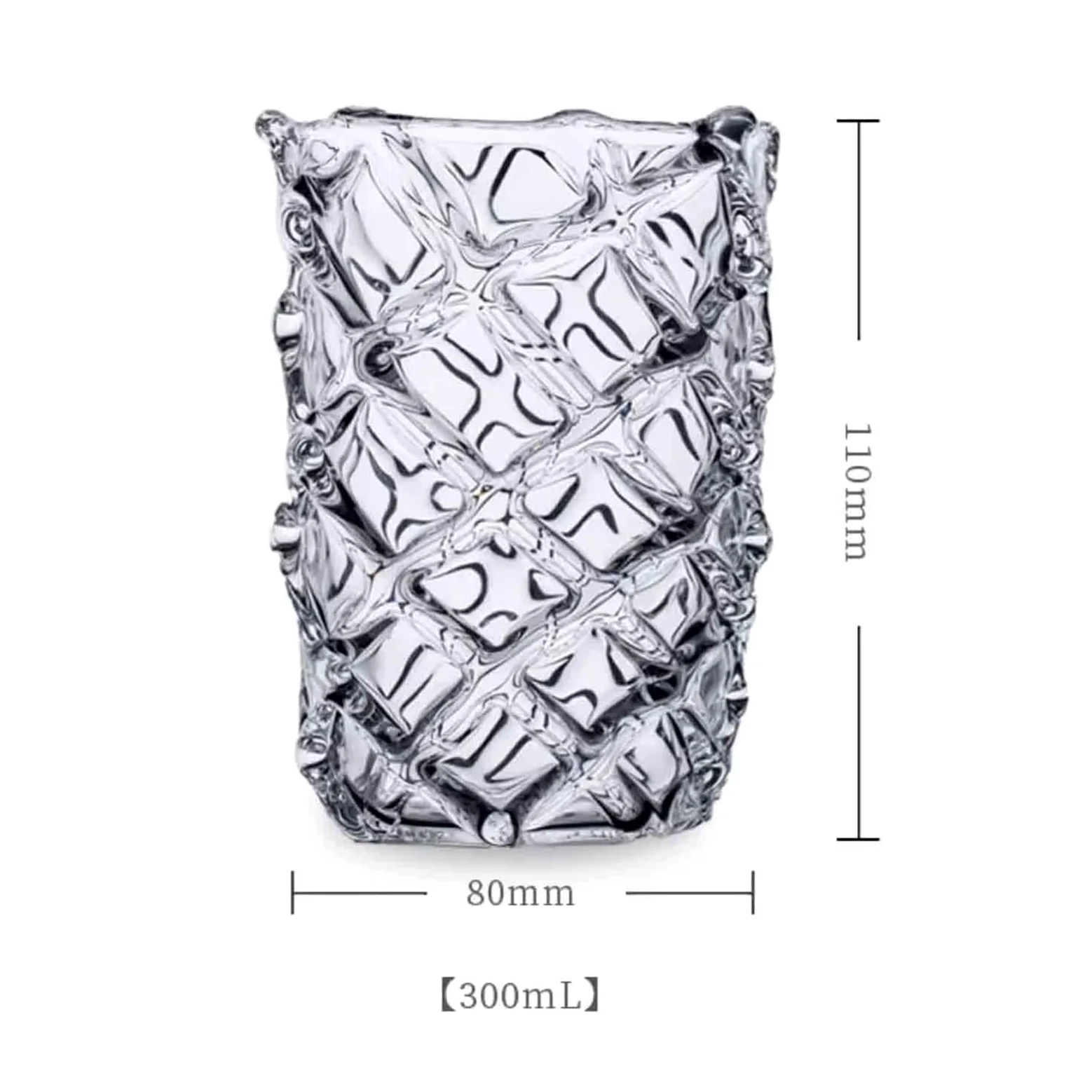 vasos de vidrio Vasos de vidrio borosilicato transparente 10 oz, elegantes vasos con textura diamante for agua, té helado, jugo y cócteles Cristalería de cocina